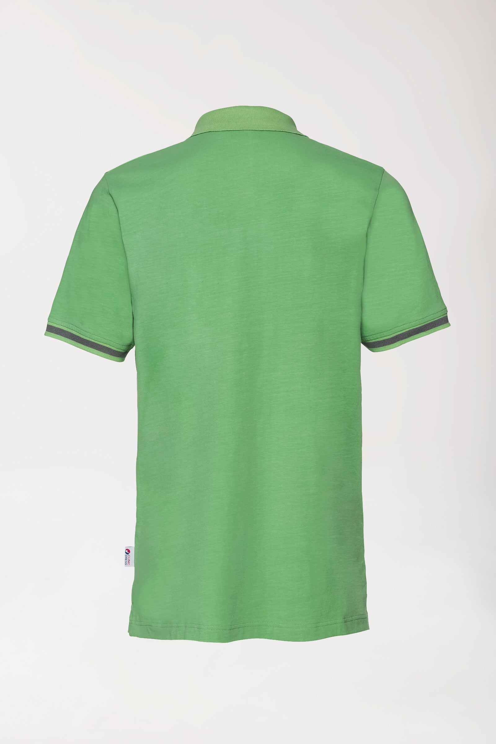 Stretch shirt heren - polokraag appelgroen/donkergrijs melange
