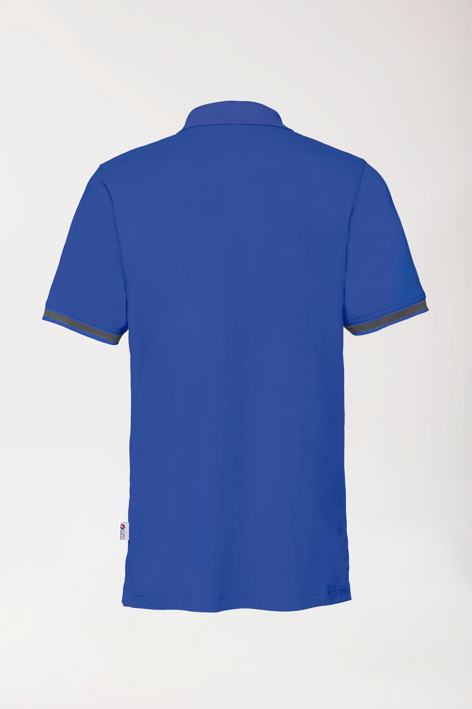 Stretch shirt heren - polokraag koningsblauw/donkergrijs melange
