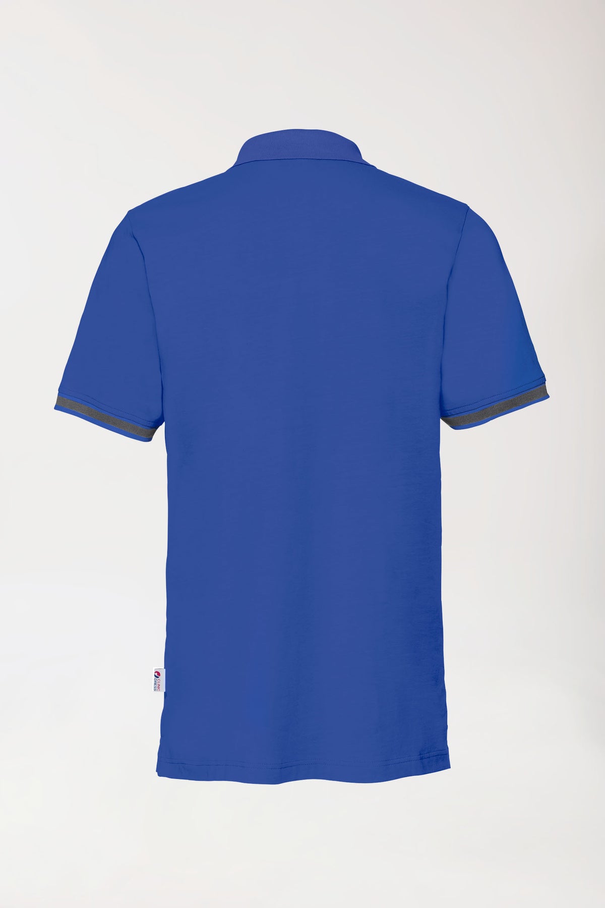 Stretch shirt heren - polokraag koningsblauw/donkergrijs melange