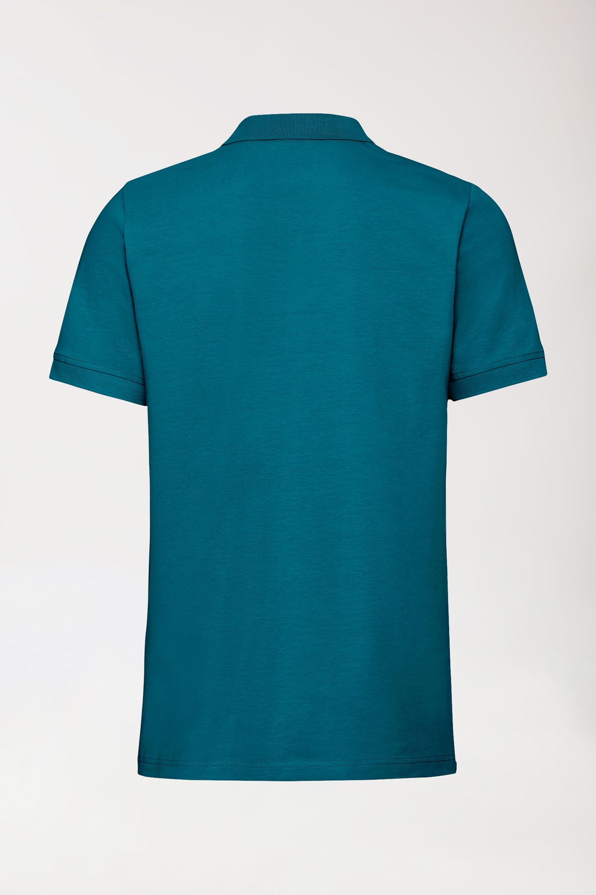 Stretch shirt heren - polokraag-knoopsluiting petrol, Achterzijde view