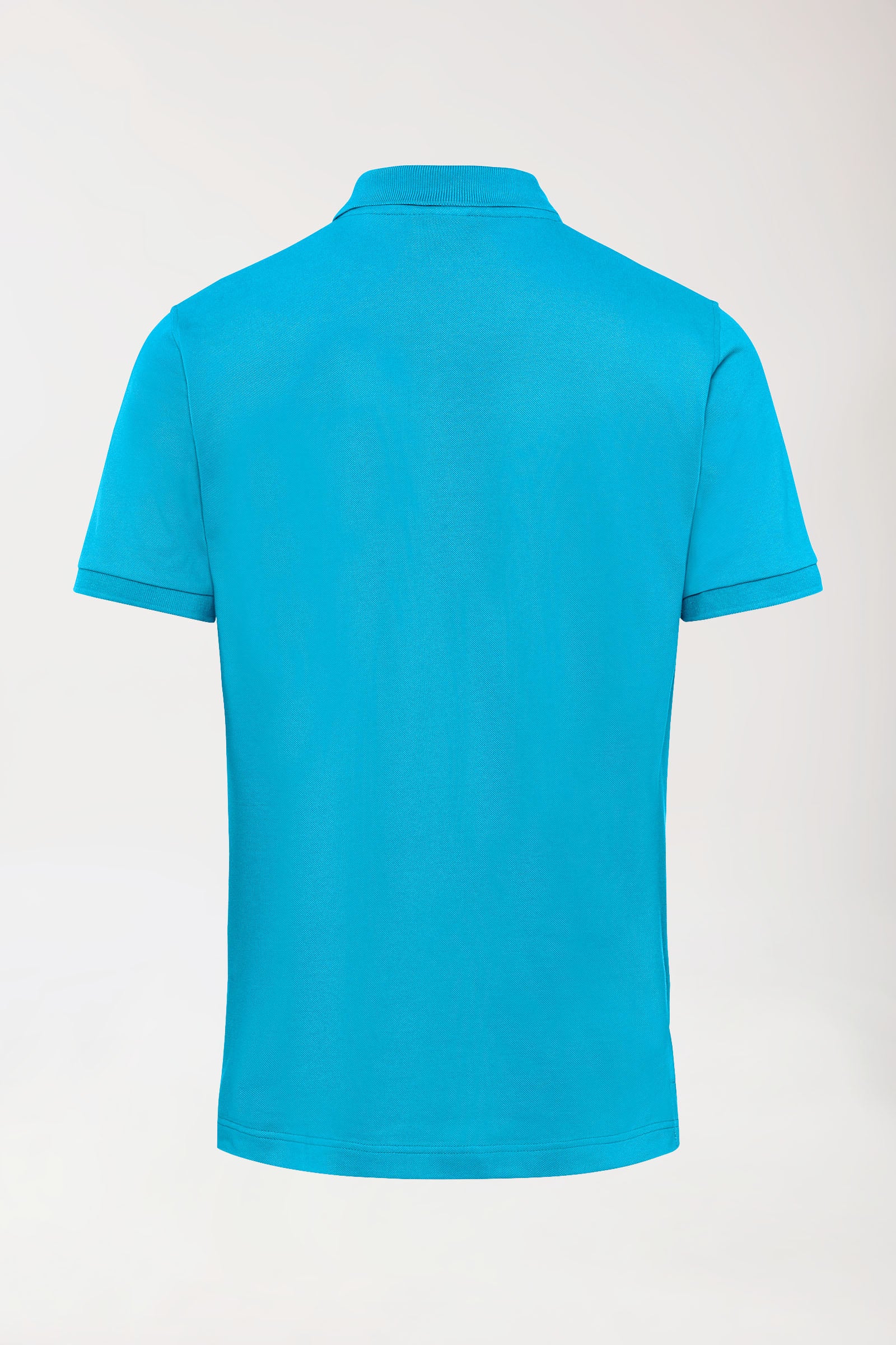Stretch shirt heren - polokraag turquoise, Achterzijde view