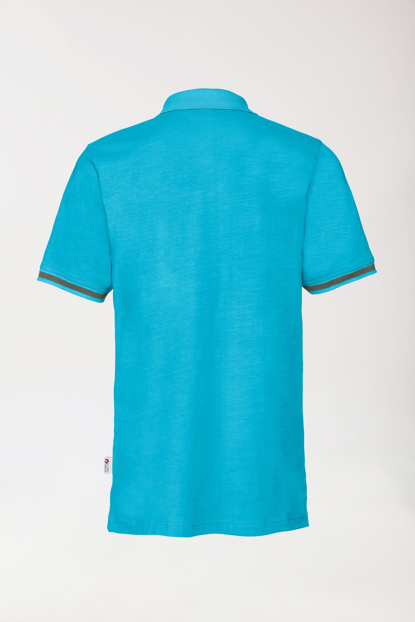 Stretch shirt heren - polokraag turquoise/donkergrijs melange