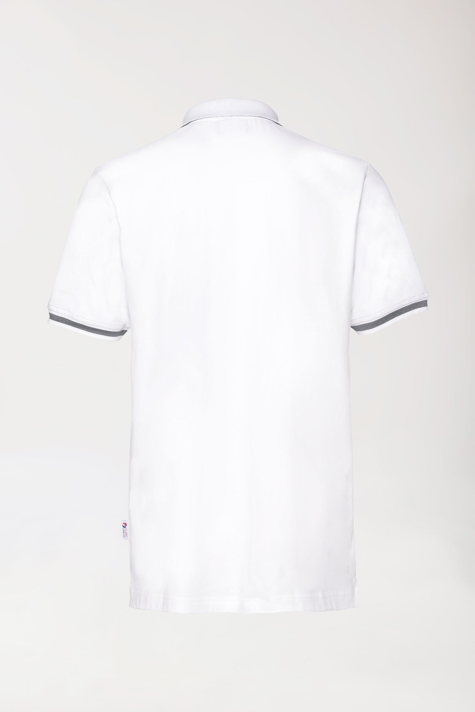 Stretch shirt heren - polokraag wit/donkergrijs melange, Achterzijde view