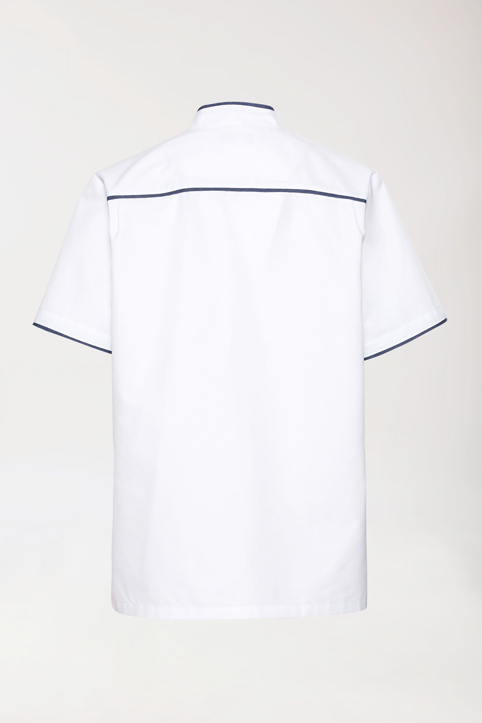 Beauty tuniek heren - met knoopsluiting wit/jeansblauw, Achterzijde view