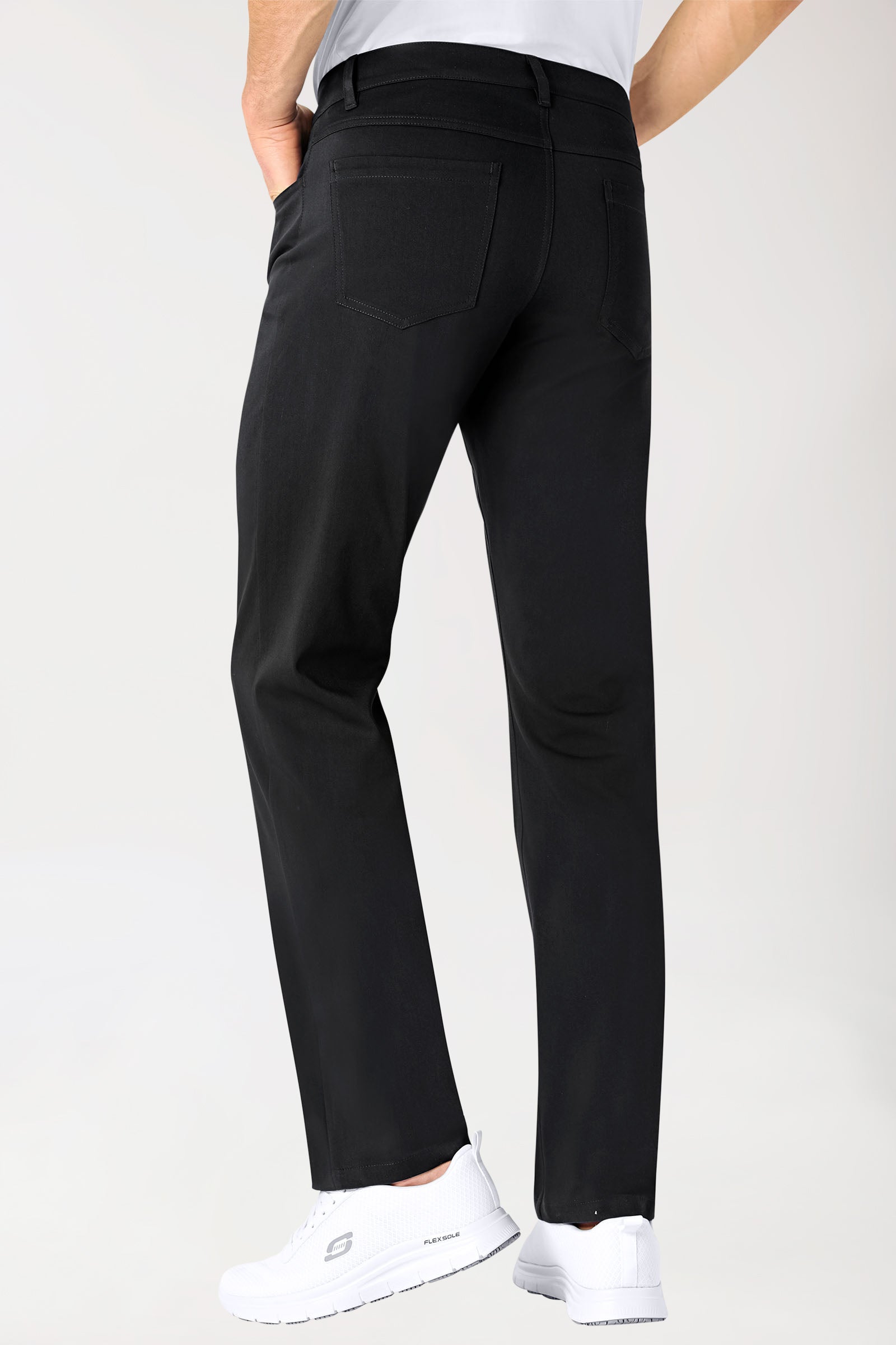 5-pocket broek heren stretch - rechte pijp zwart