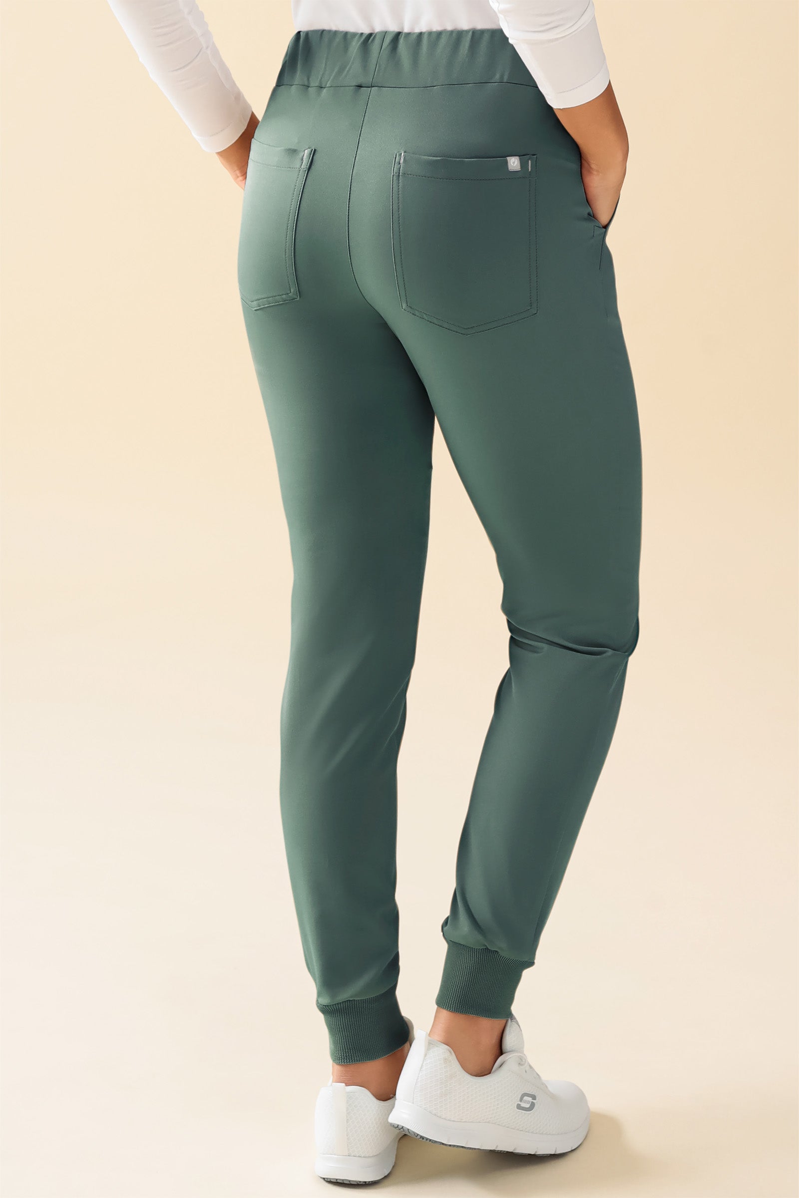 KAERE broek dames - zoom met elastische boord zonder beenzak donkergroen, Achterzijde view