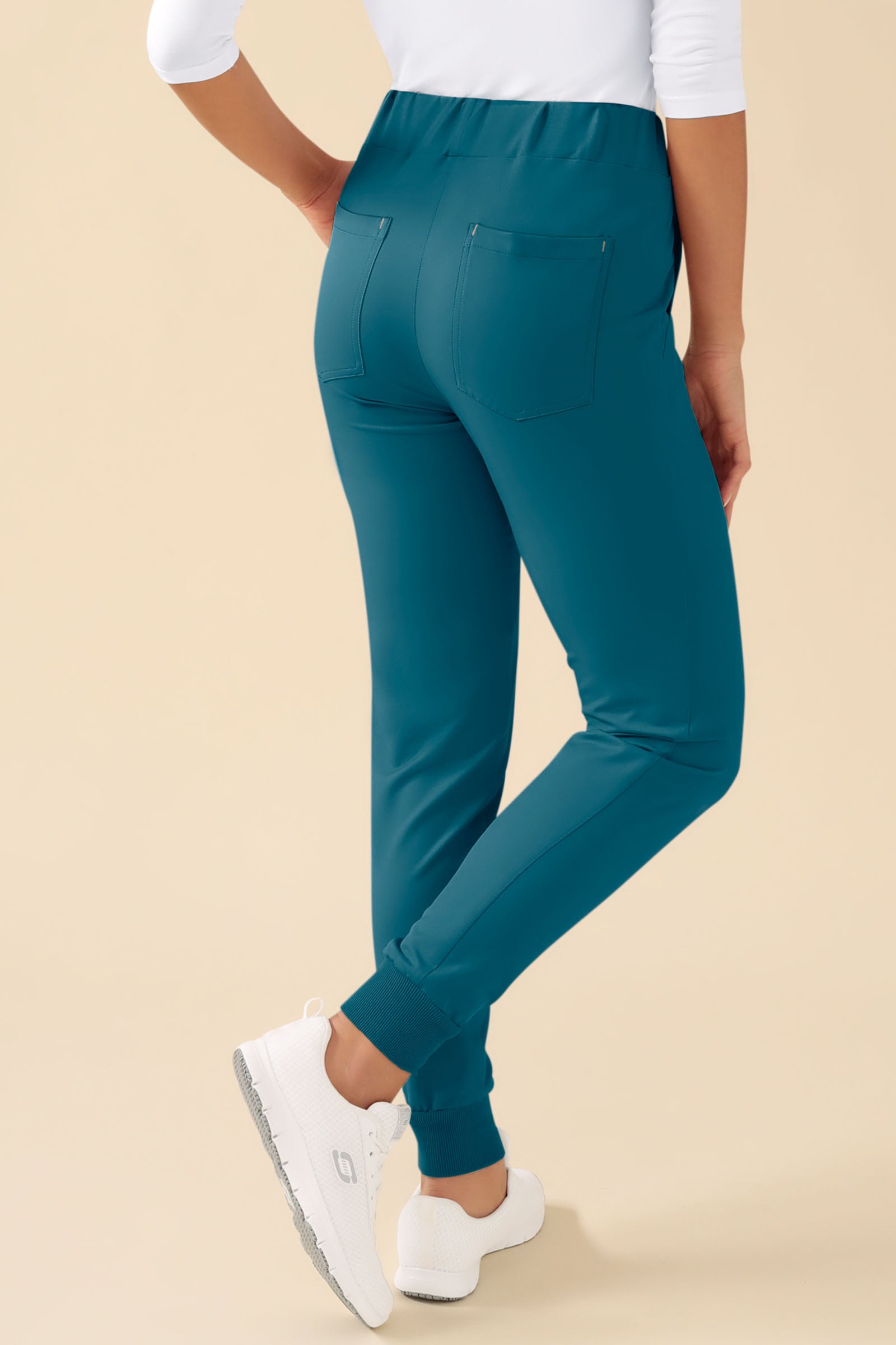 KAERE broek dames - zoom met elastische boord zonder beenzak petrol, Achterzijde view