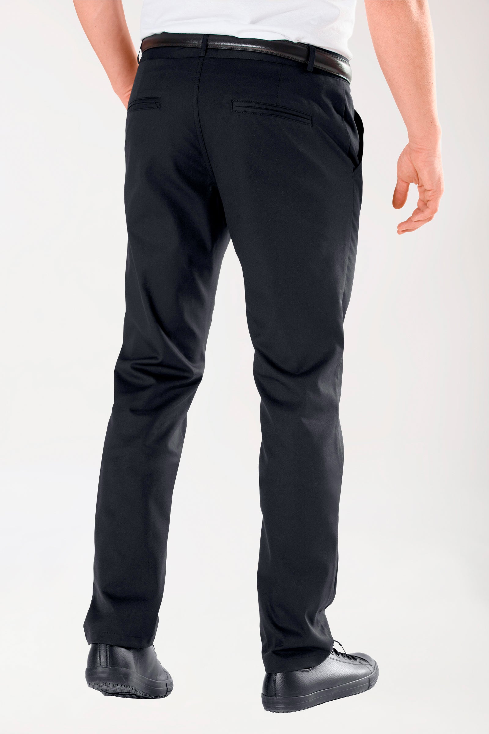 Gastro stretch broek heren - chino stijl zwart, Achterzijde view