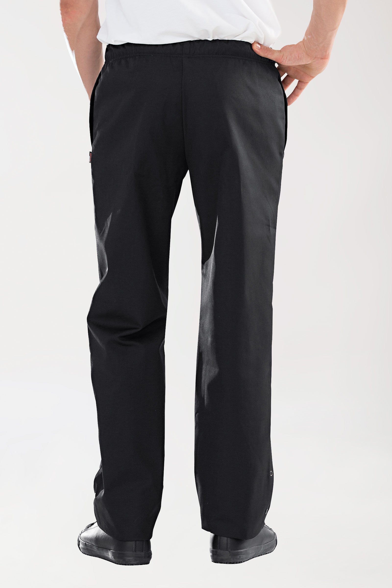 Gastro broek heren - elastische tailleband zwart, Achterzijde view