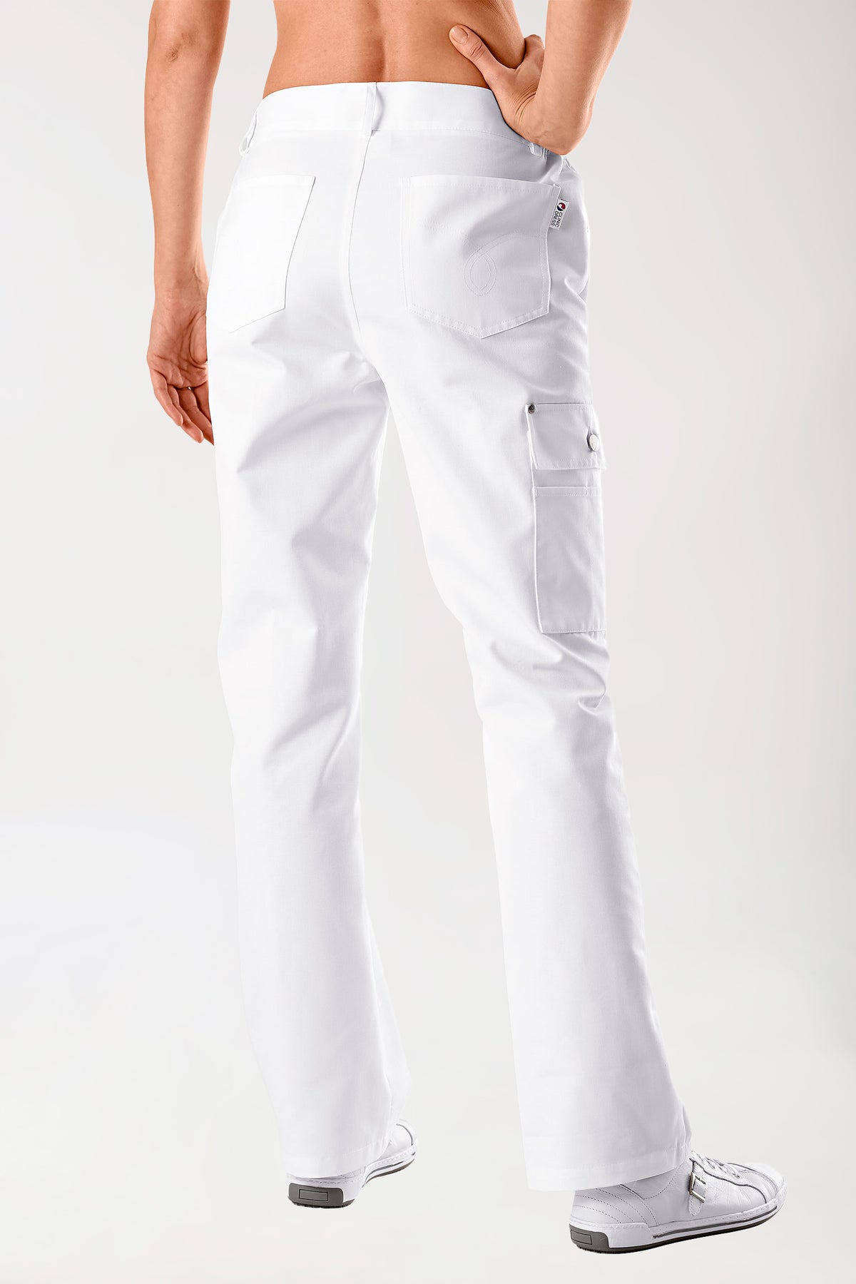 JUST STRONG broek unisex - deels elastische boord wit, Achterzijde view