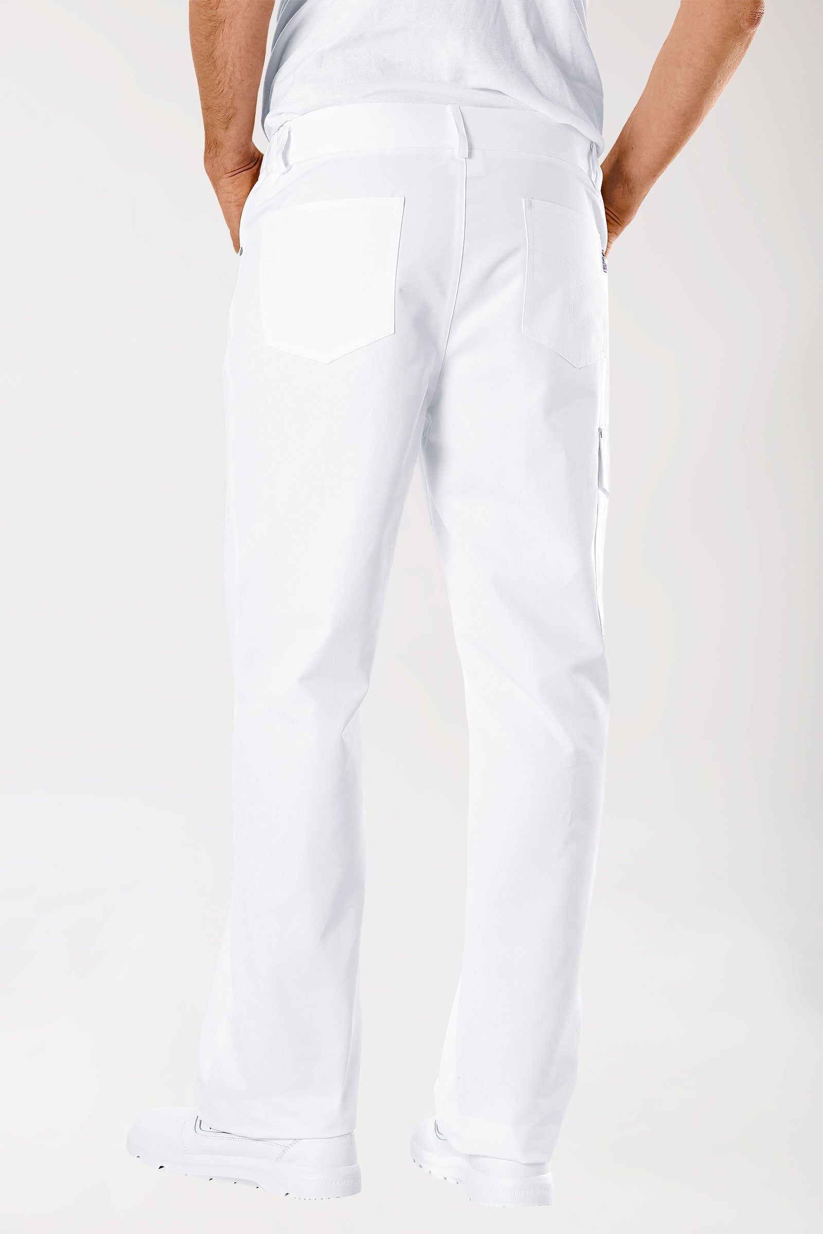 JUST STRONG broek unisex - deels elastische boord wit