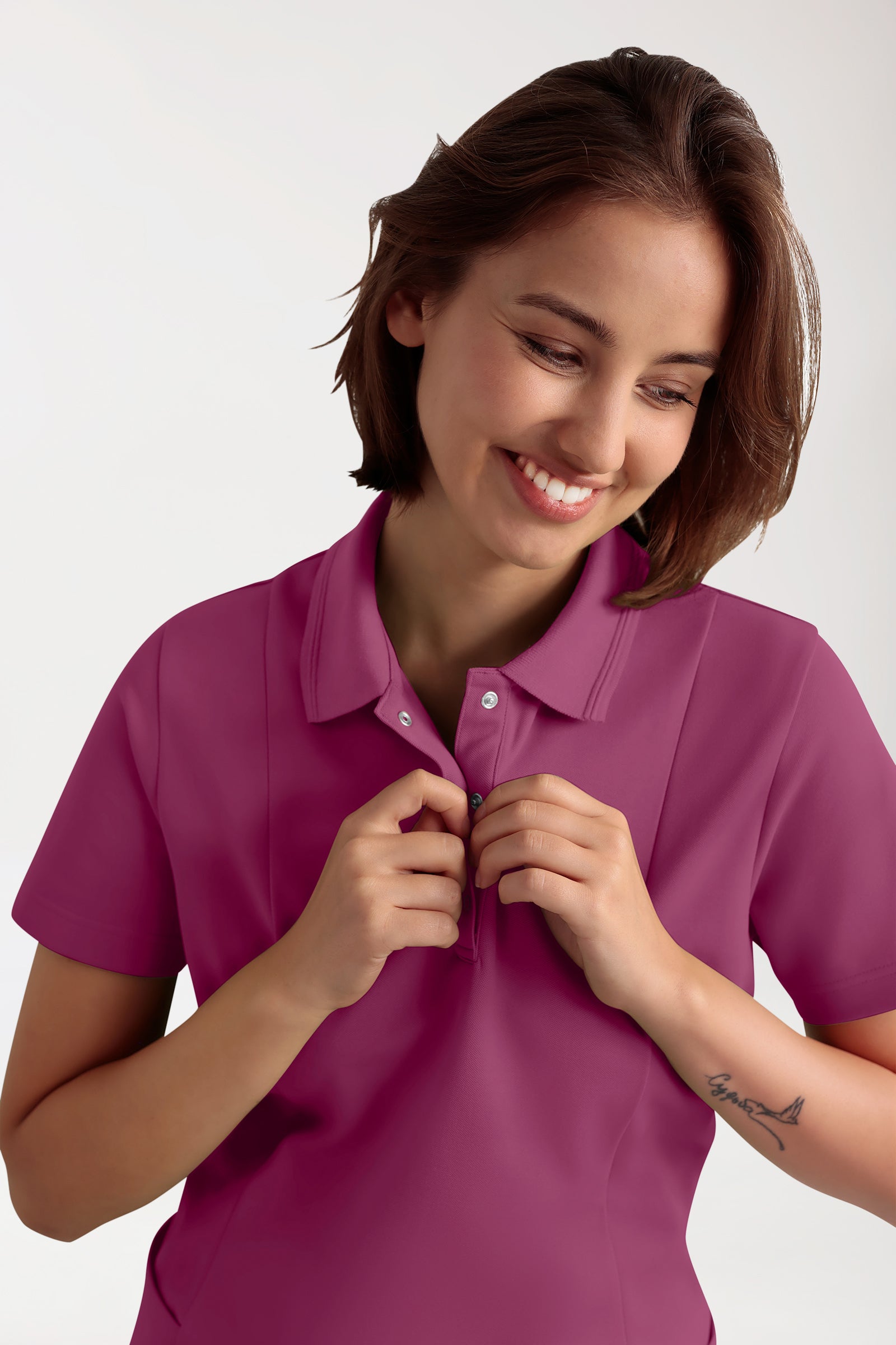 COMFY FLEX Stretch oversteektuniek dames - polokraag berry
