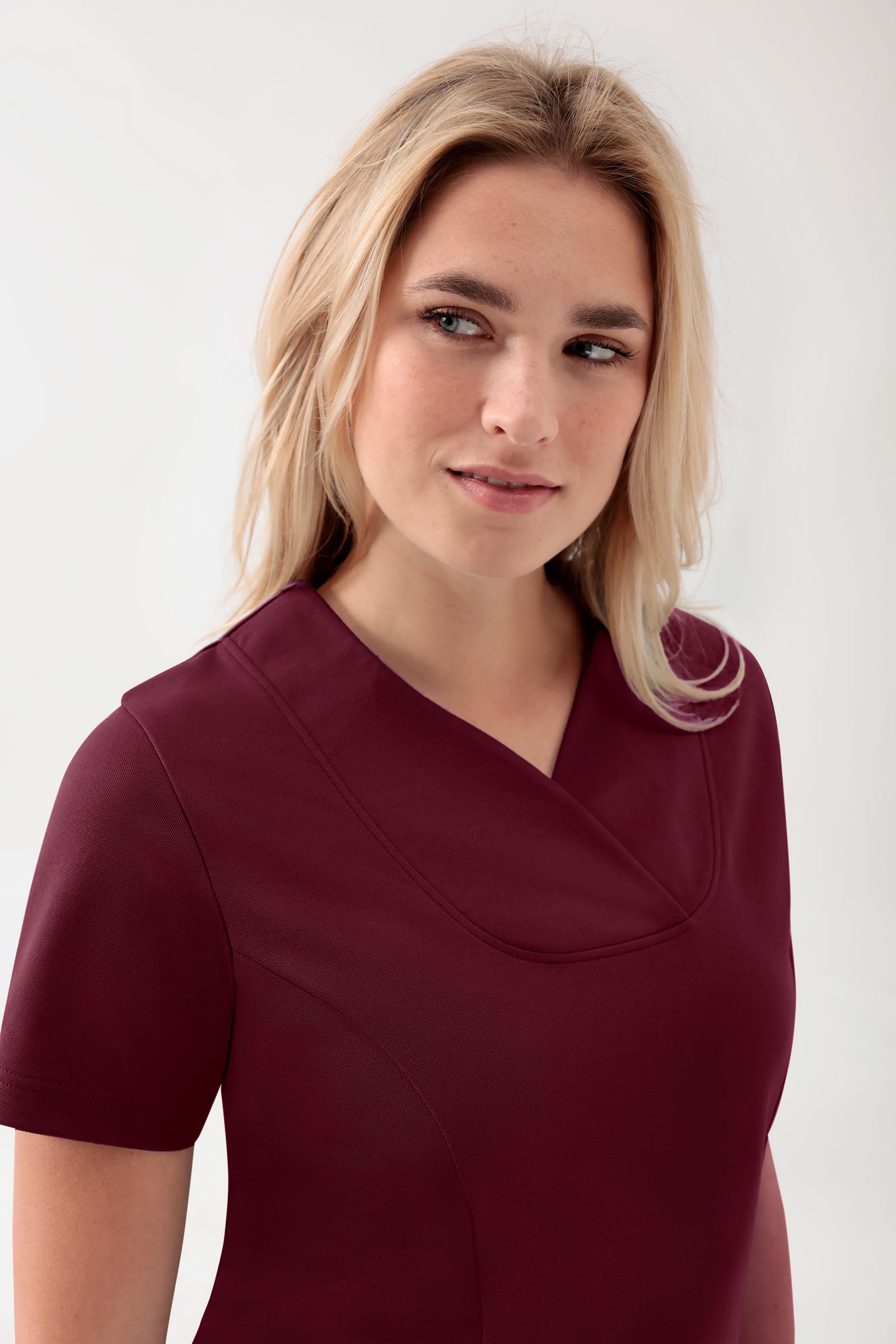 COMFY FLEX stretch oversteektuniek dames - hartvormige hals bordeaux