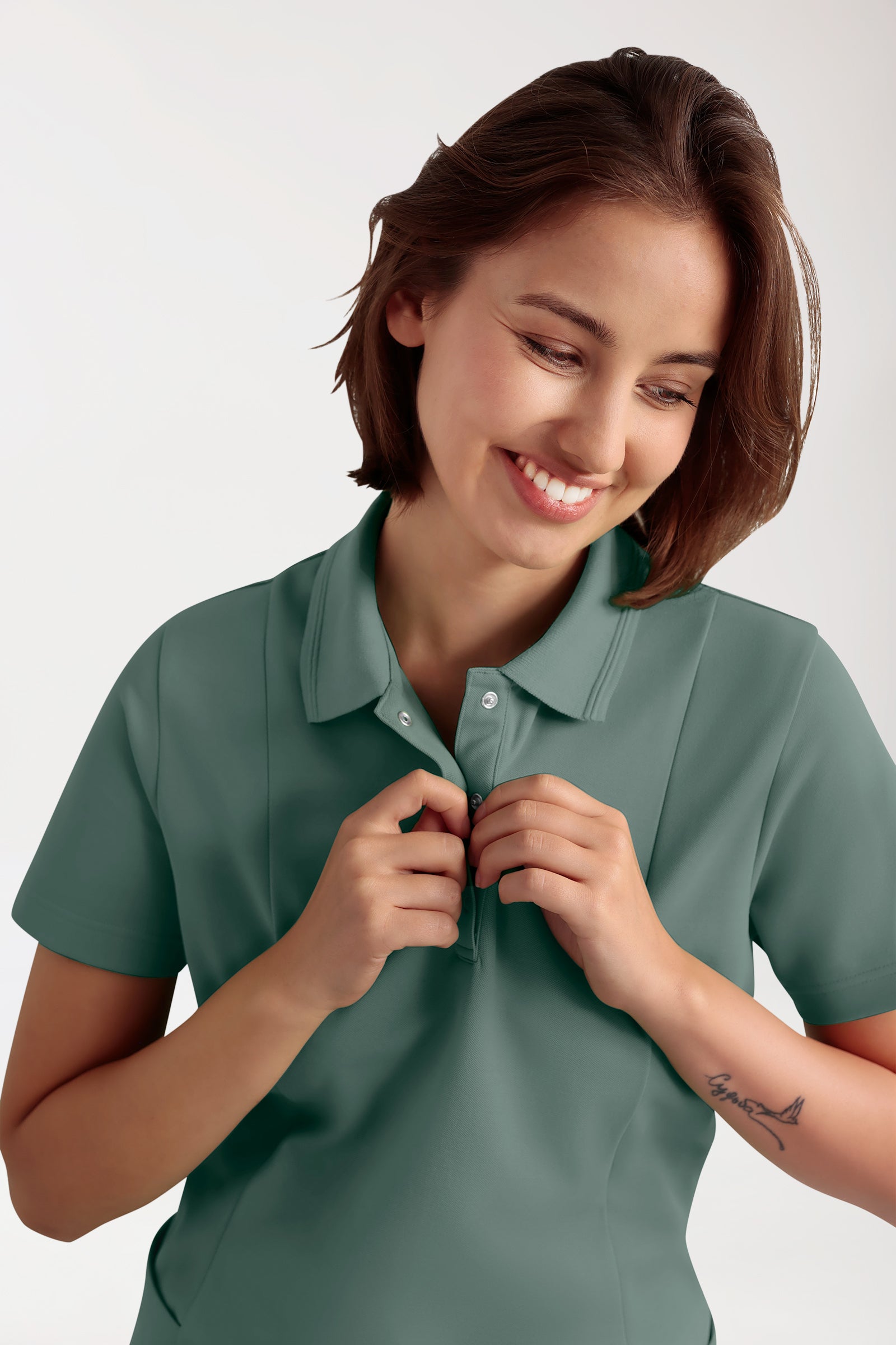 COMFY FLEX Stretch oversteektuniek dames - polokraag donkergroen