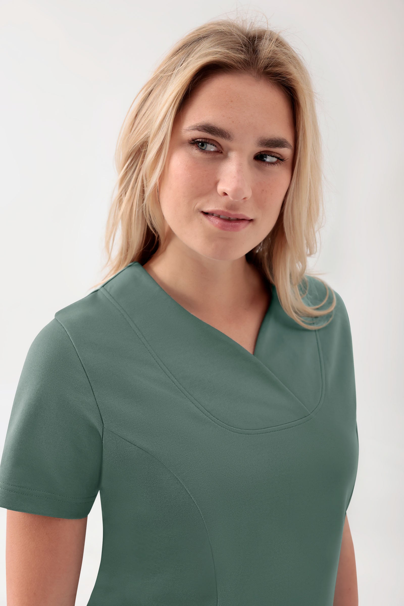 COMFY FLEX stretch oversteektuniek dames - hartvormige hals donkergroen