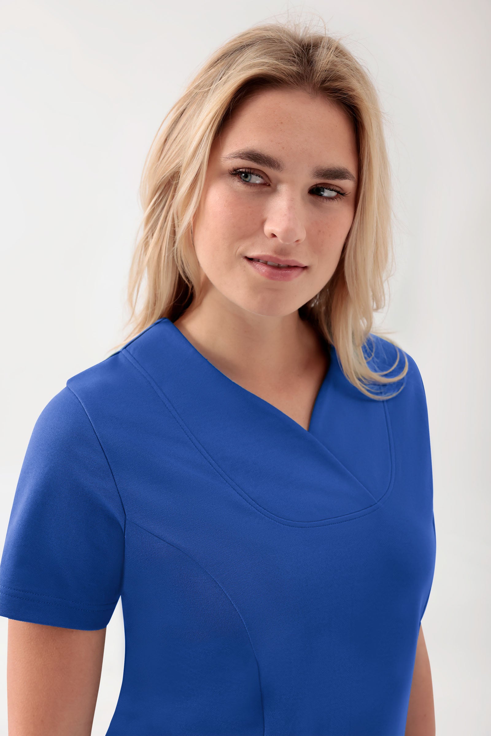 COMFY FLEX stretch oversteektuniek dames - hartvormige hals koningsblauw