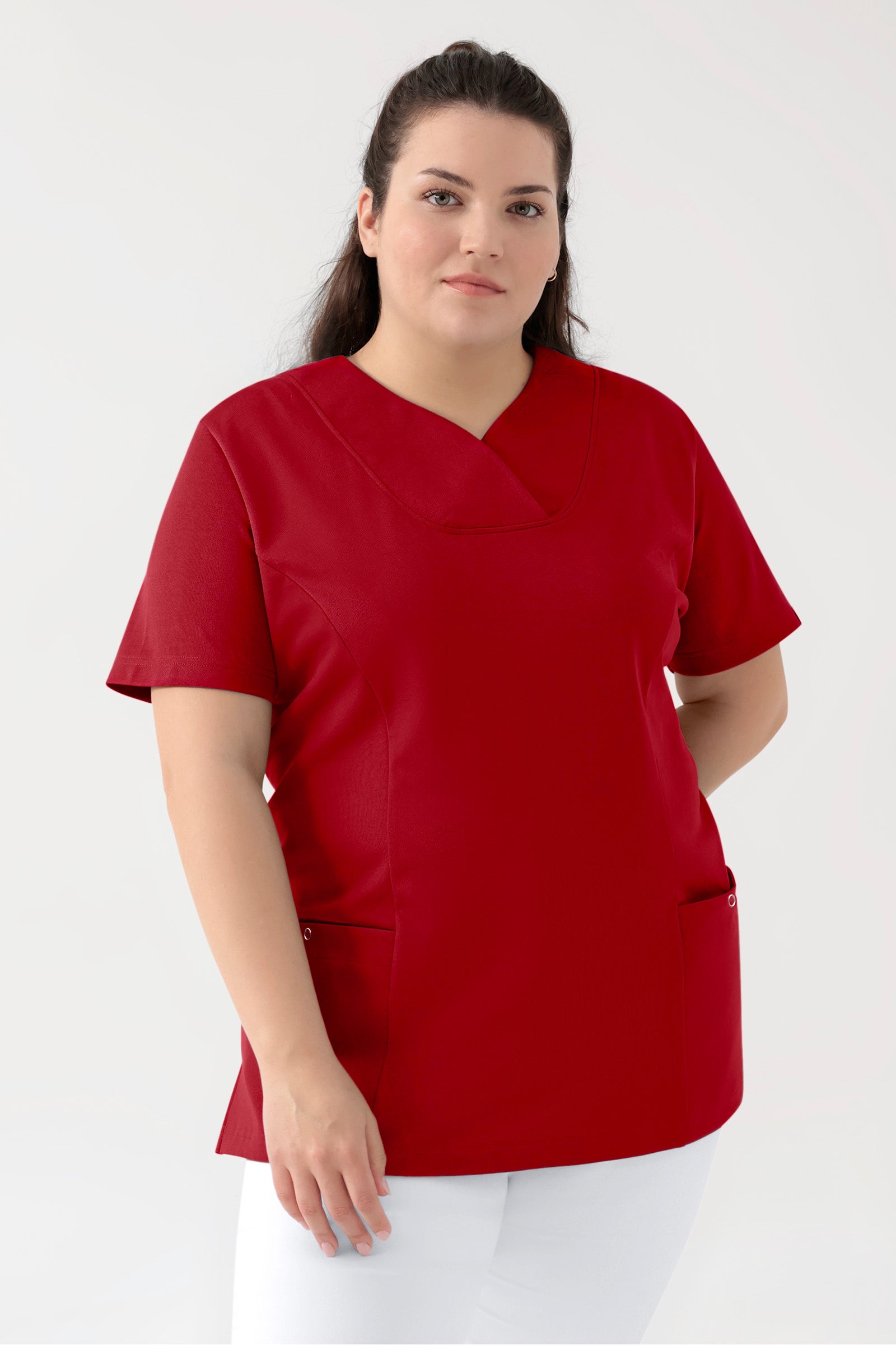 COMFY FLEX stretch oversteektuniek dames - hartvormige hals rood