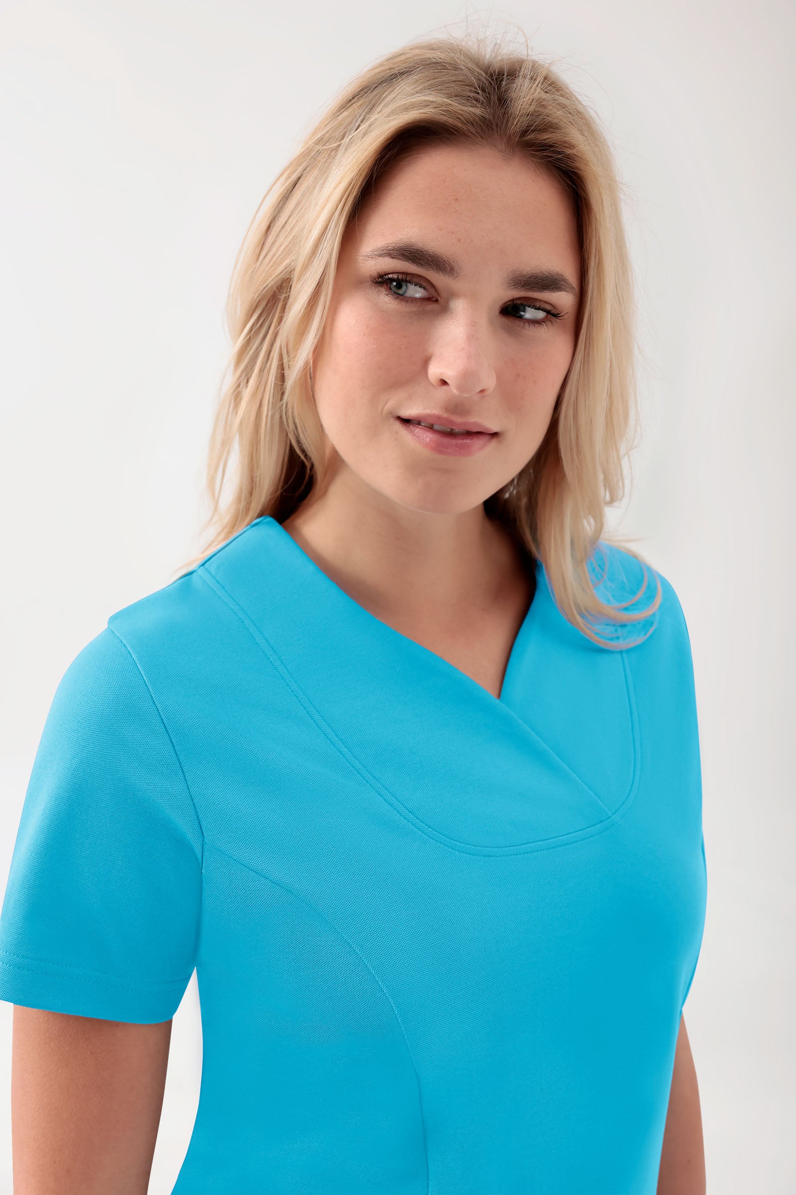 COMFY FLEX stretch oversteektuniek dames - hartvormige hals turquoise