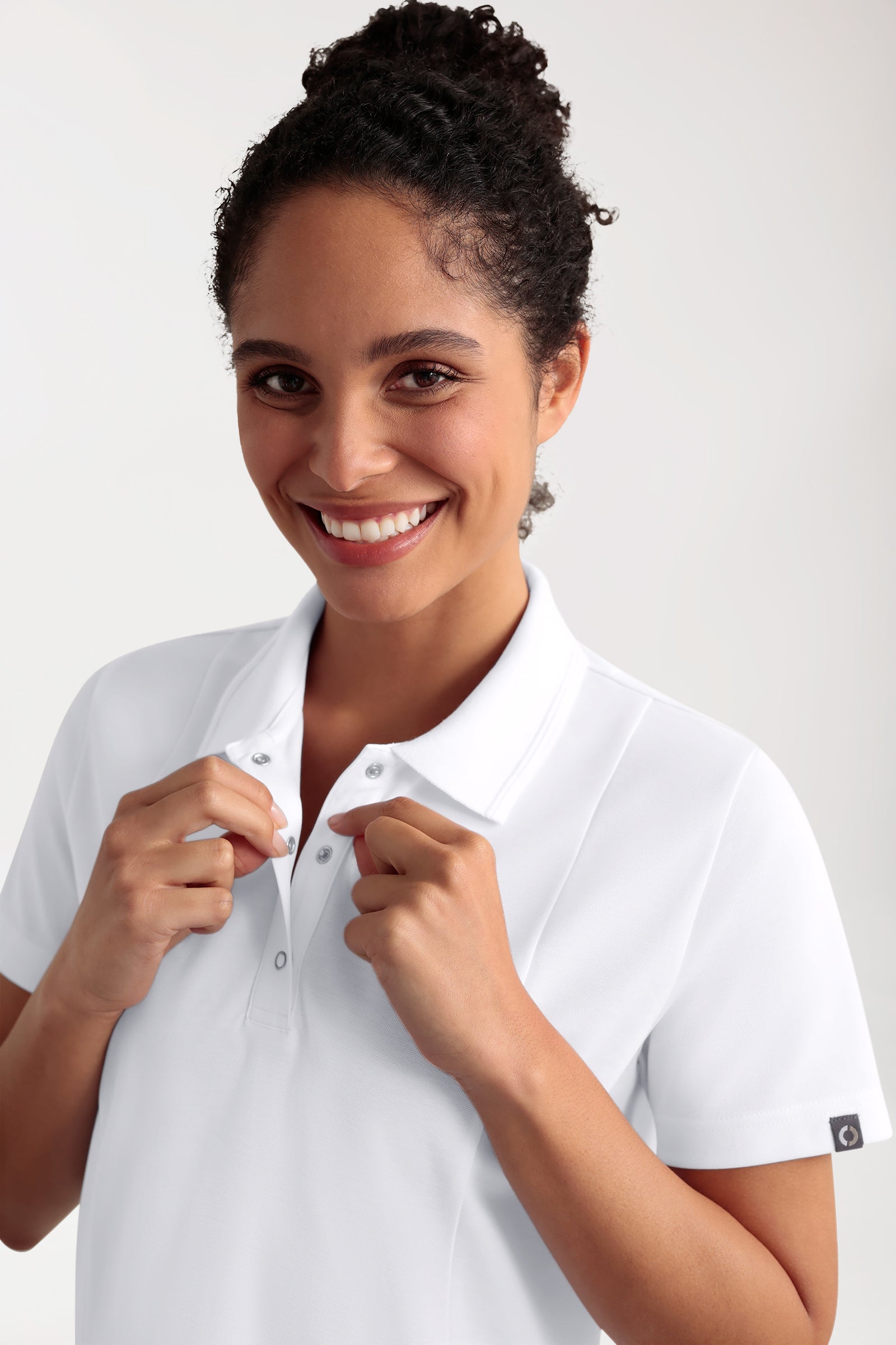 COMFY FLEX Stretch oversteektuniek dames - polokraag wit