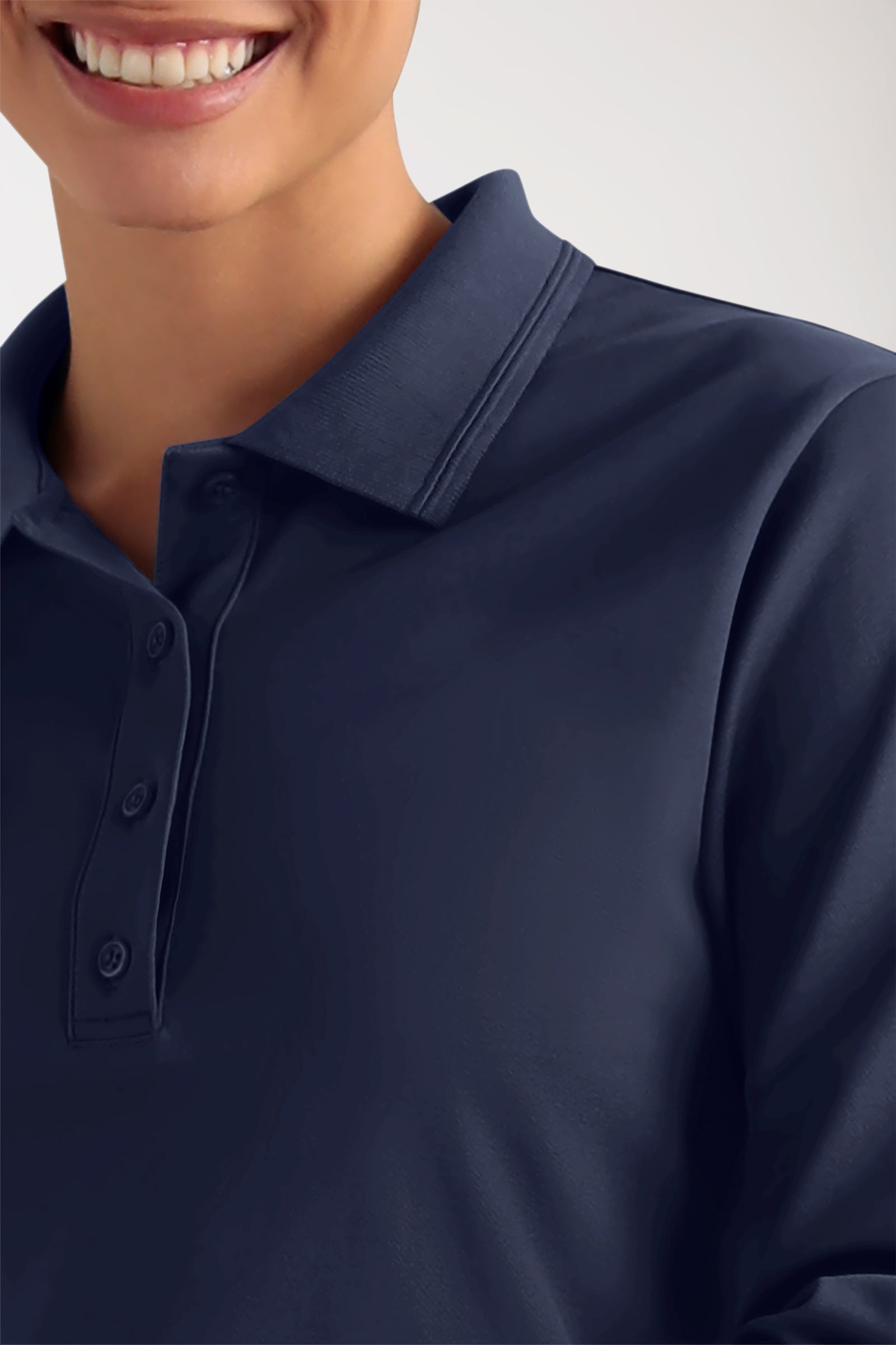 COMFY FLEX stretch longsleeve dames double face piqué - polokraag navy