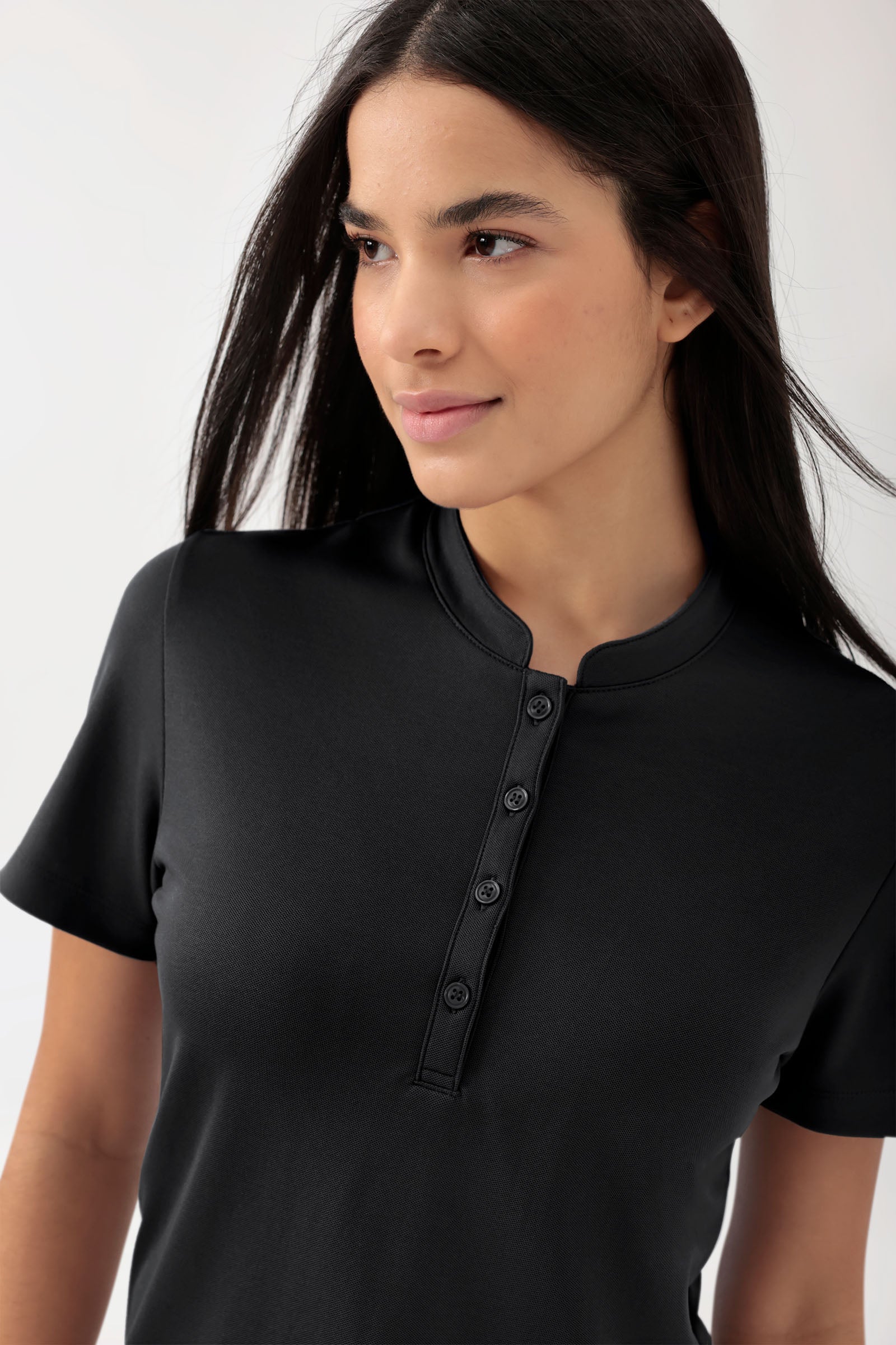 COMFY FLEX stretch shirt dames - opstaande kraag zwart