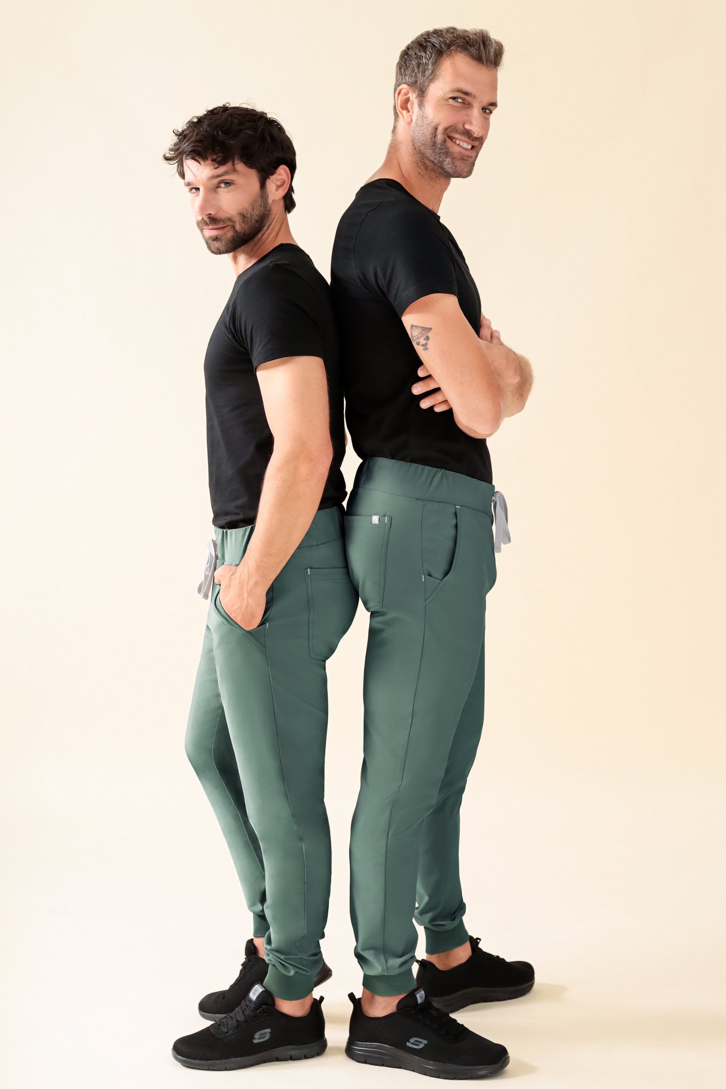 KAERE broek heren - zoom met elastische boord zonder beenzak donkergroen