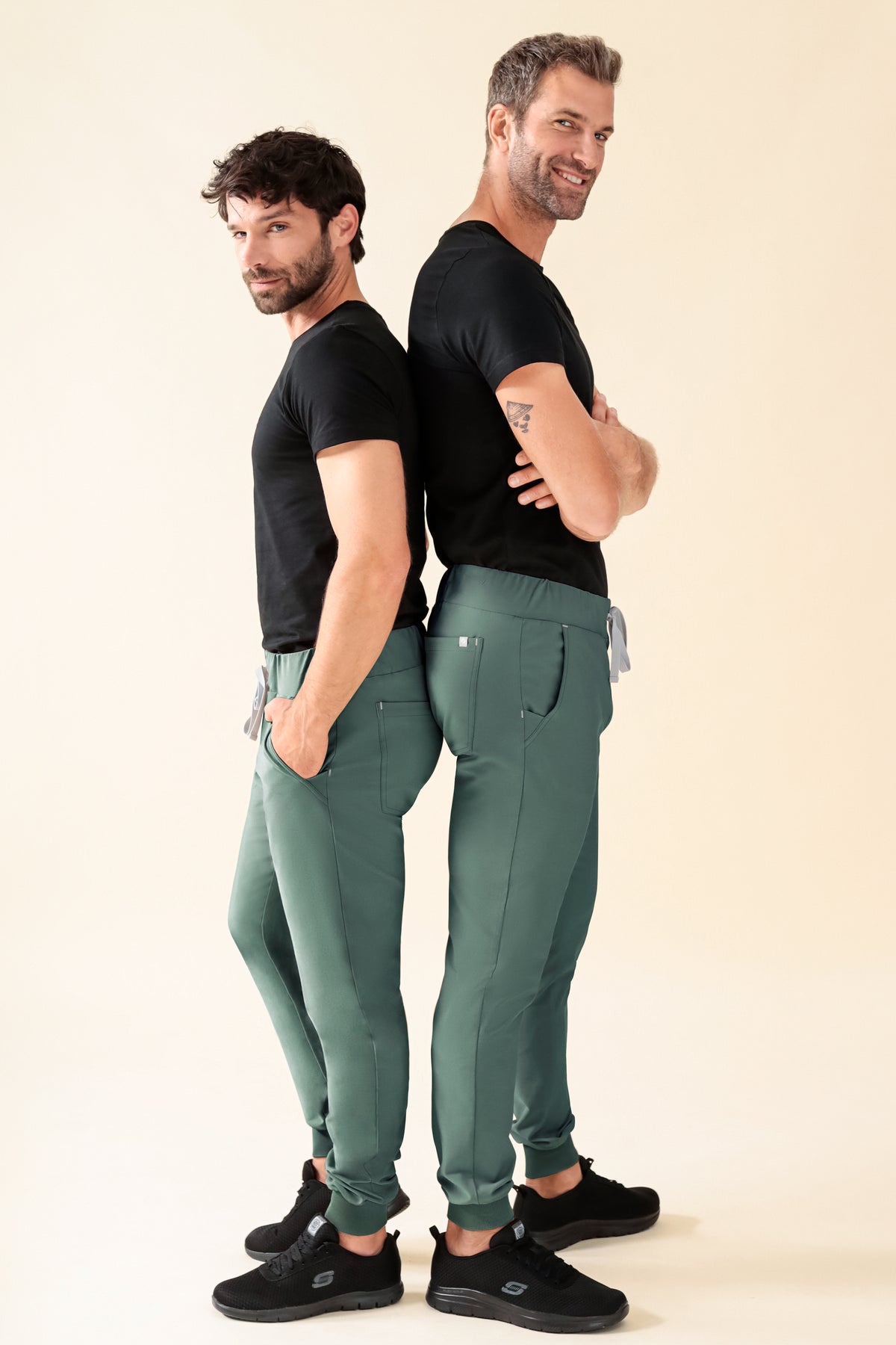 KAERE broek heren - zoom met elastische boord korte maat zonder beenzak donkergroen