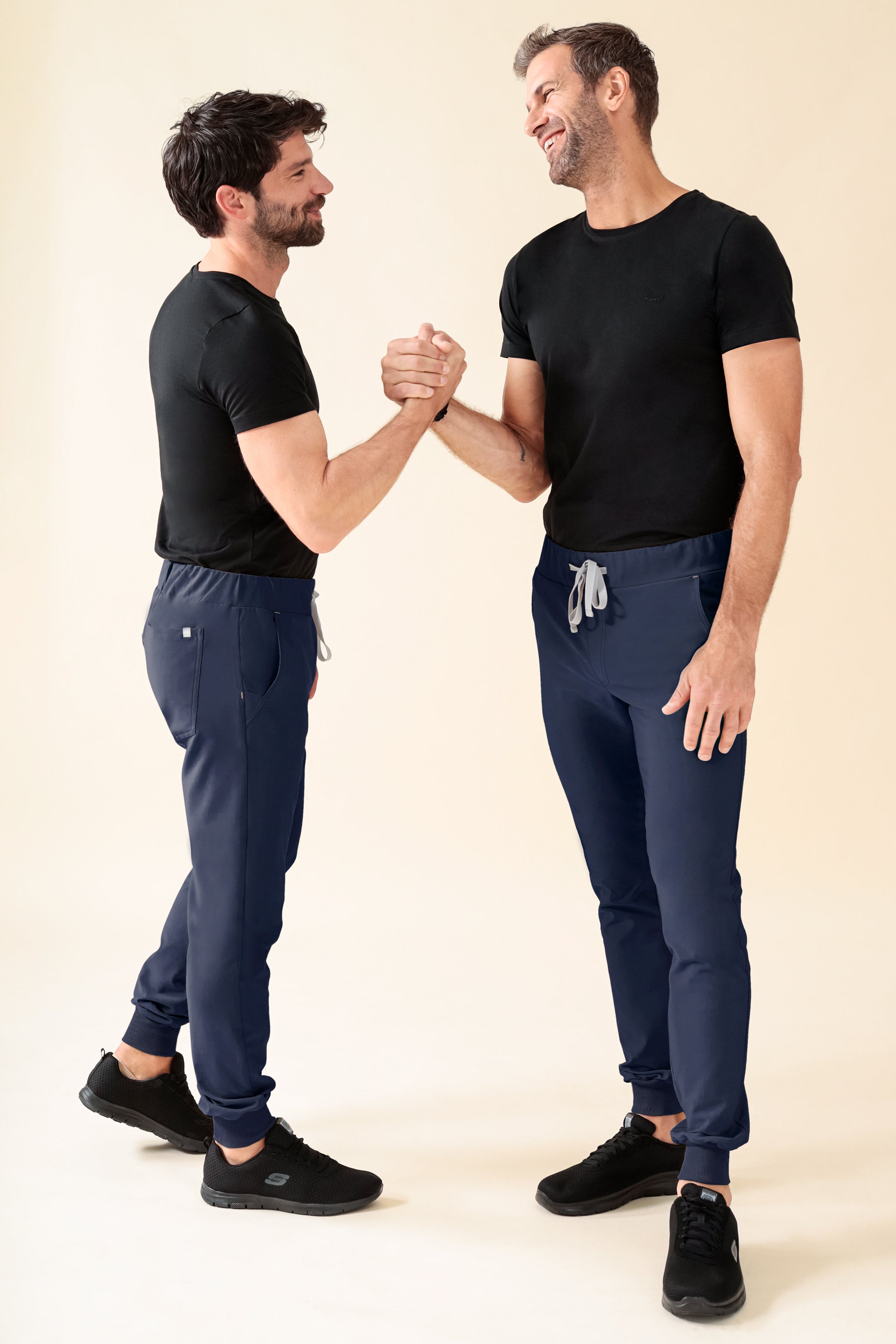 KAERE broek heren - zoom met elastische boord korte maat zonder beenzak navy
