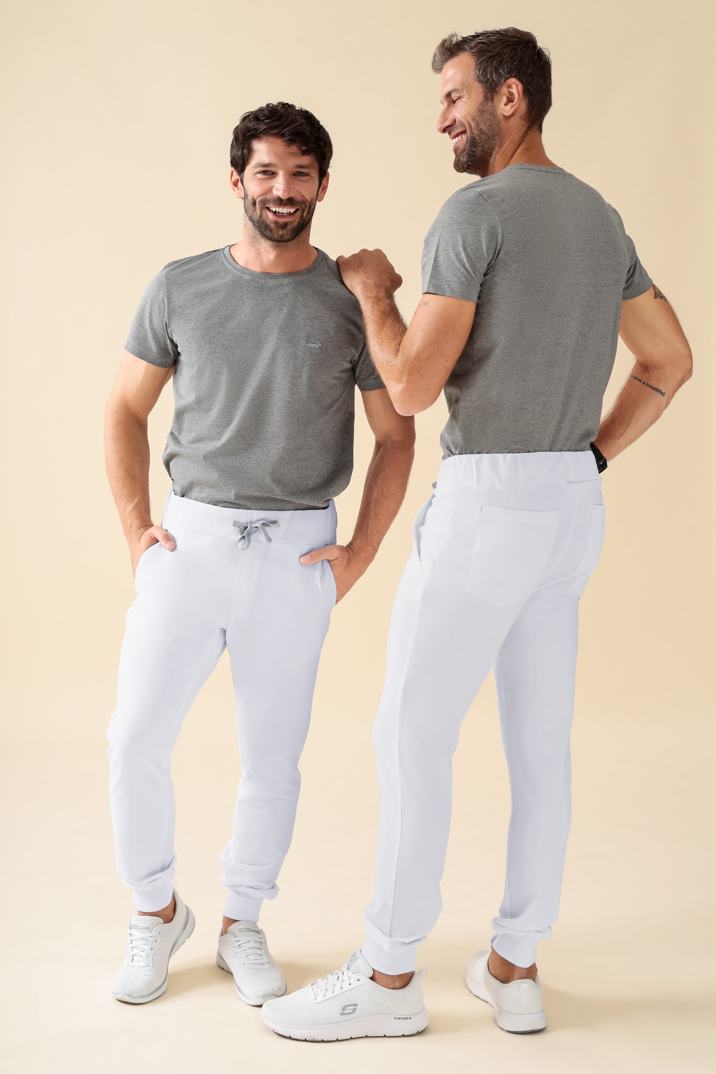 KAERE broek heren - zoom met elastische boord korte maat zonder beenzak wit