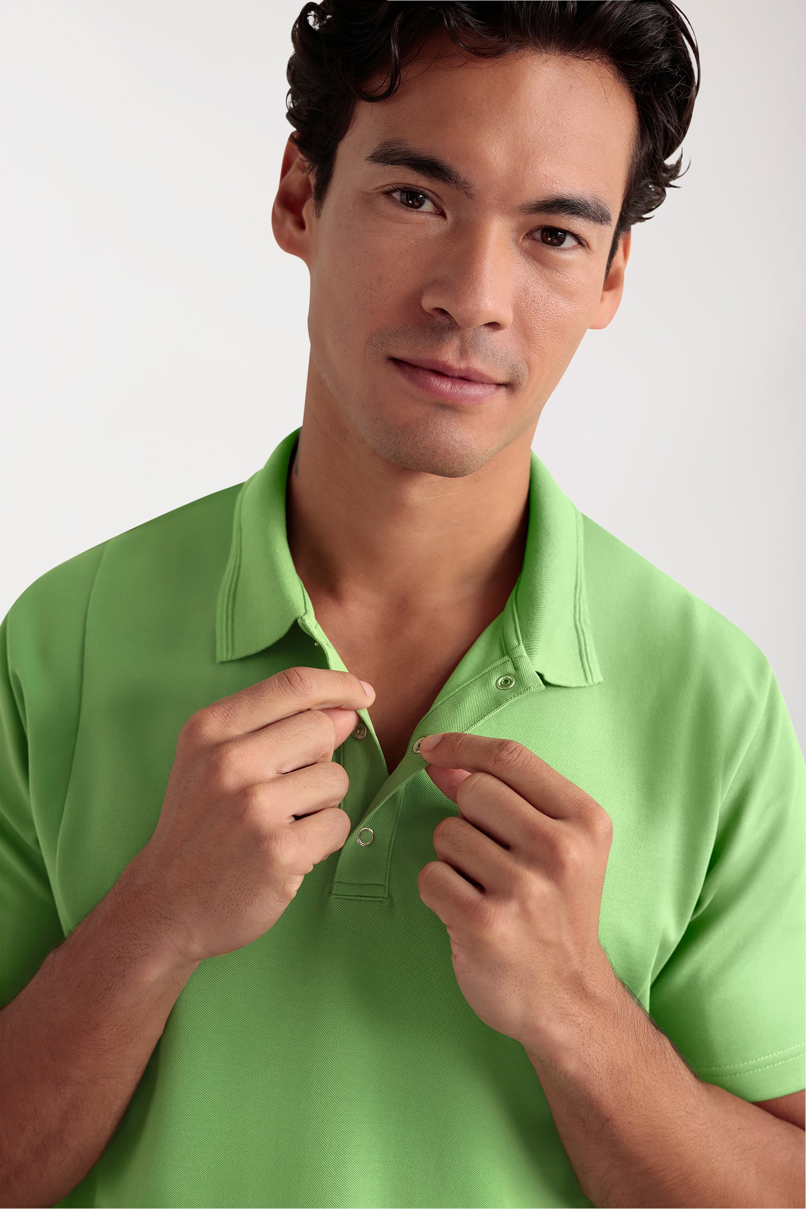 COMFY FLEX Stretch oversteektuniek heren - polokraag appelgroen