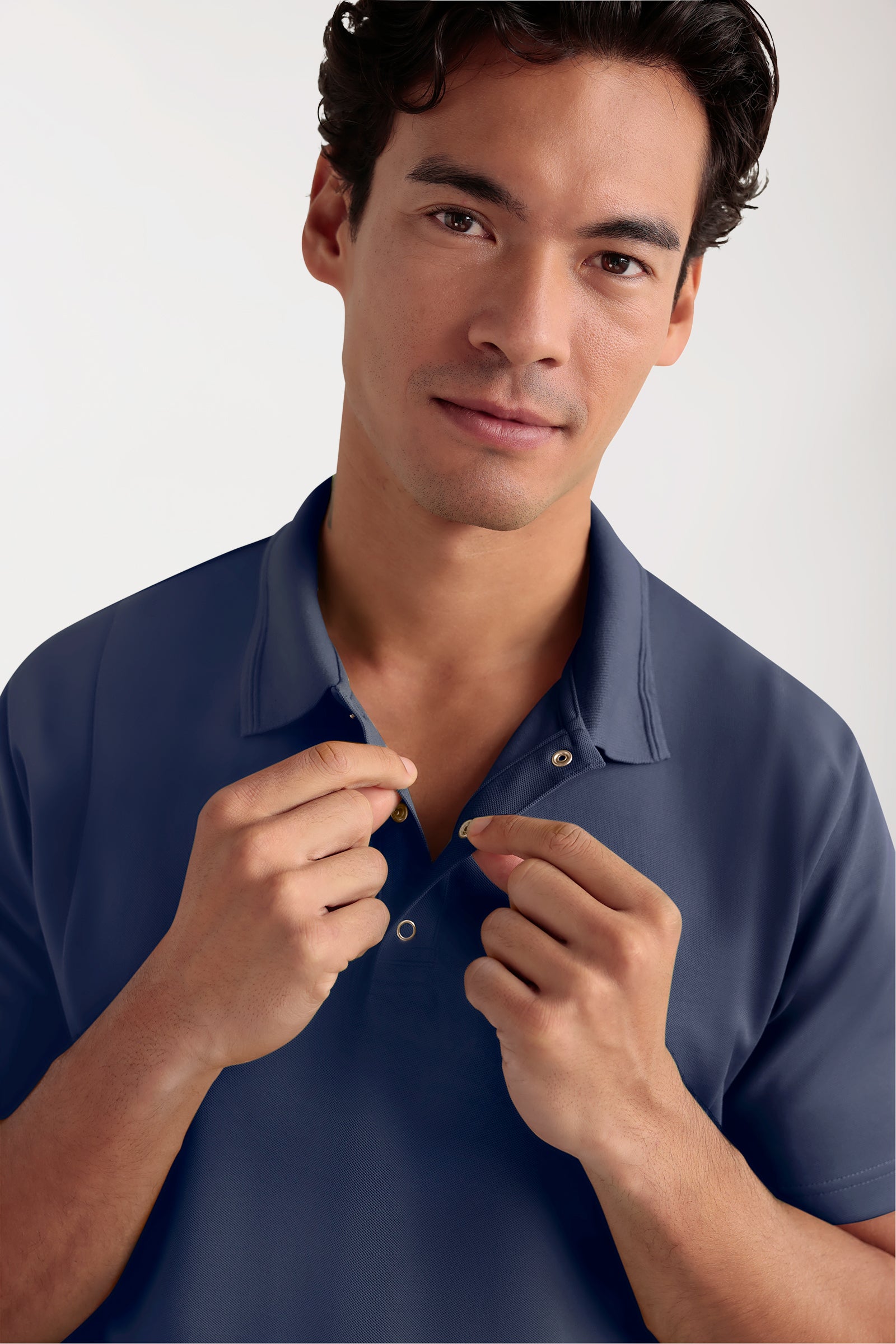 COMFY FLEX Stretch oversteektuniek heren - polokraag navy