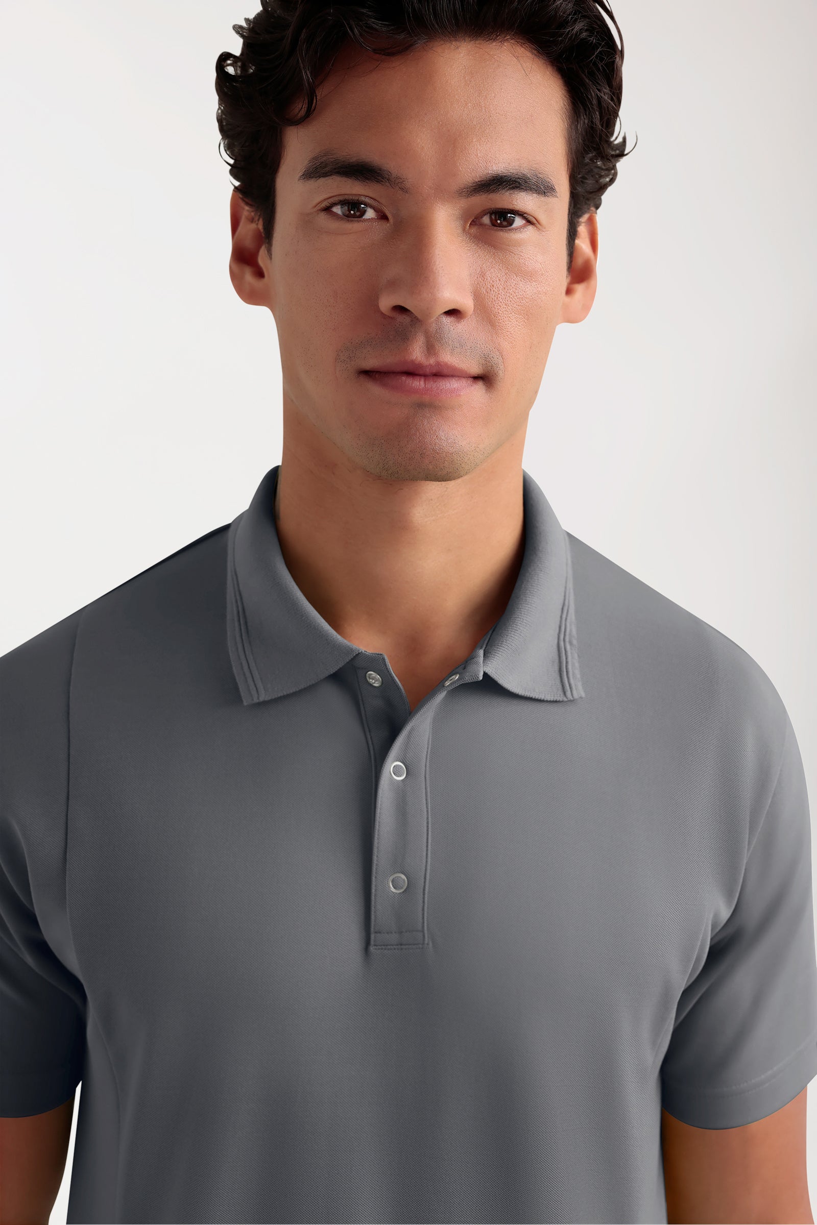 COMFY FLEX Stretch oversteektuniek heren - polokraag steengrijs