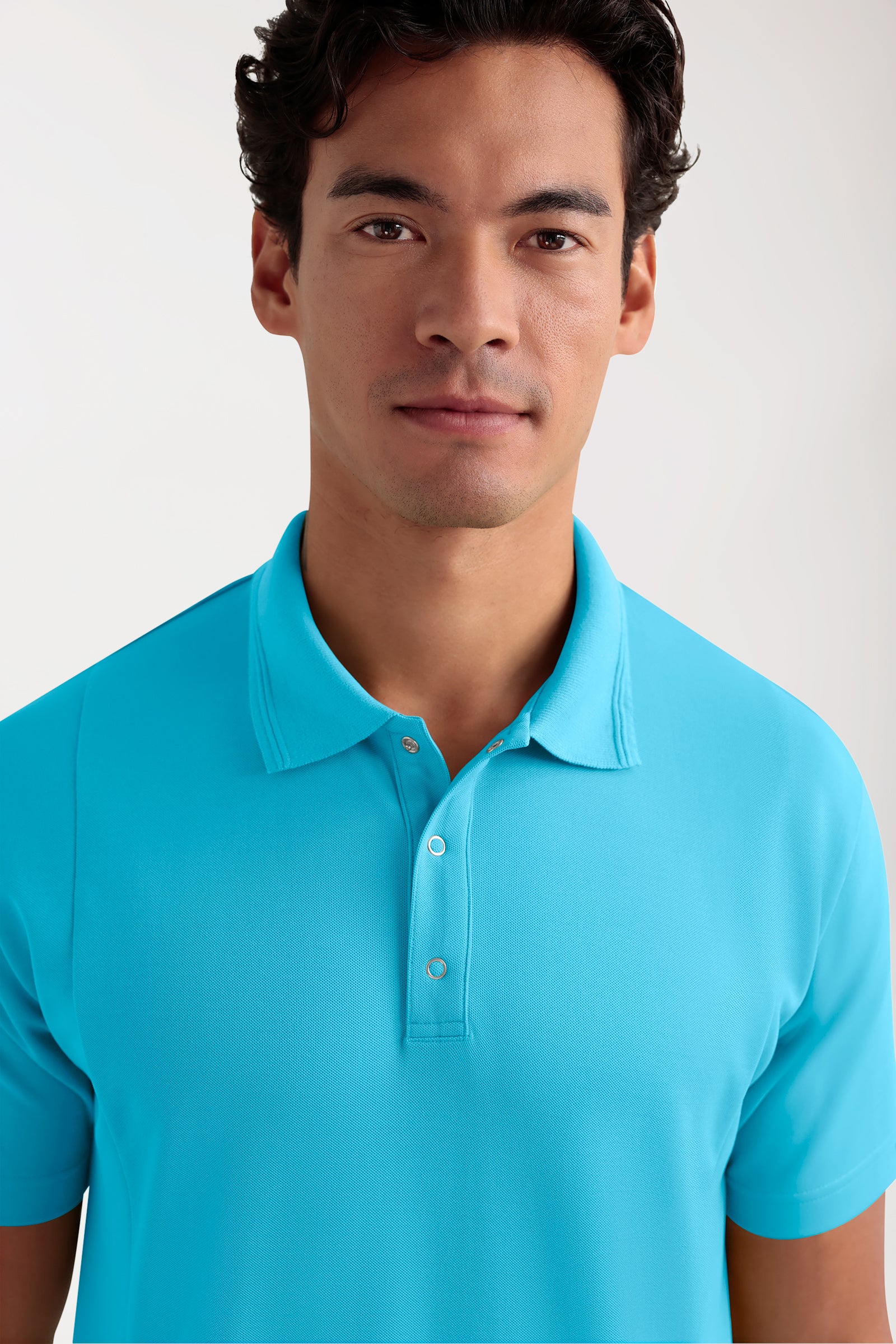 COMFY FLEX Stretch oversteektuniek heren - polokraag turquoise