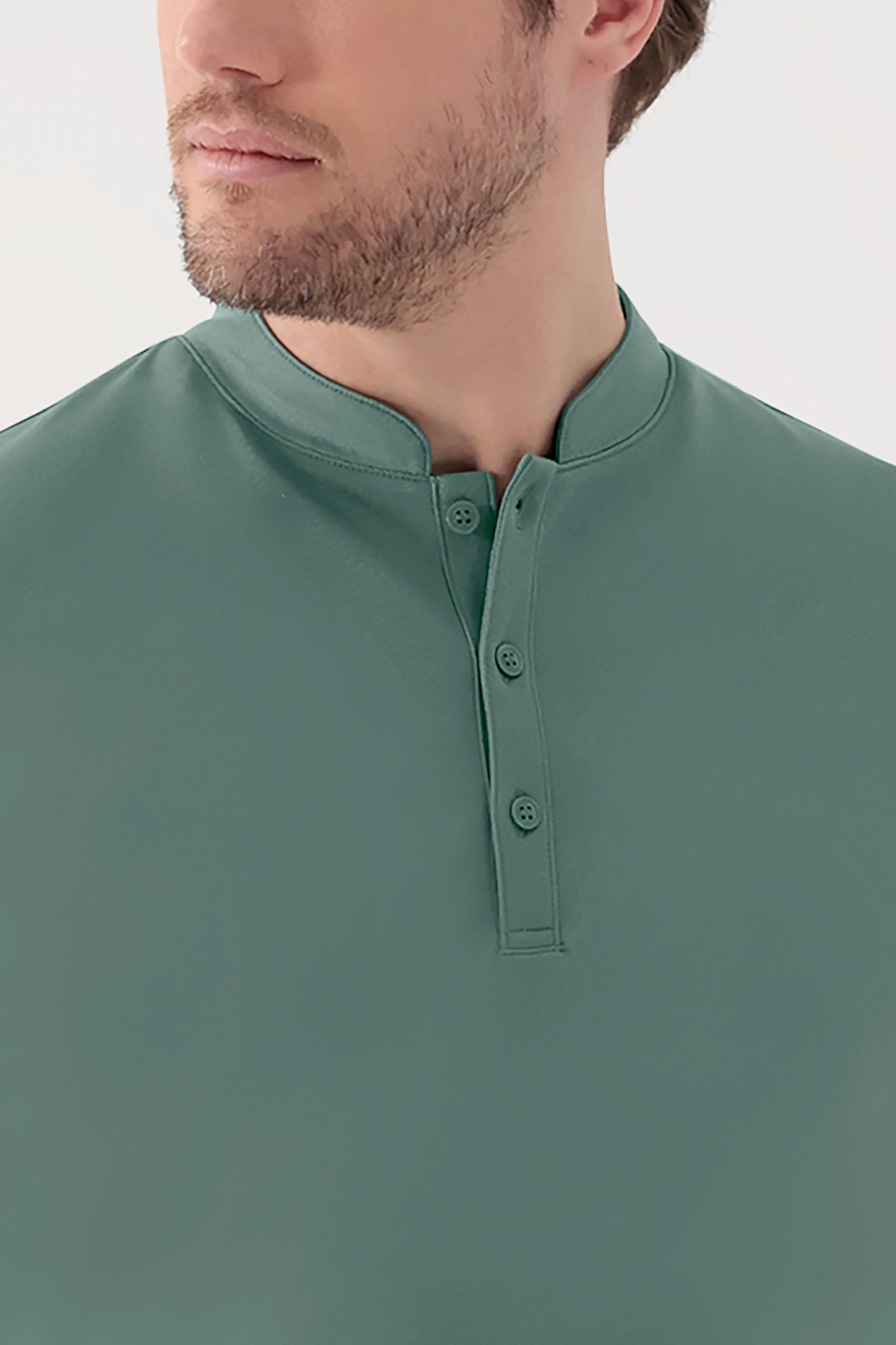 COMFY FLEX stretch shirt heren - opstaande kraag donkergroen