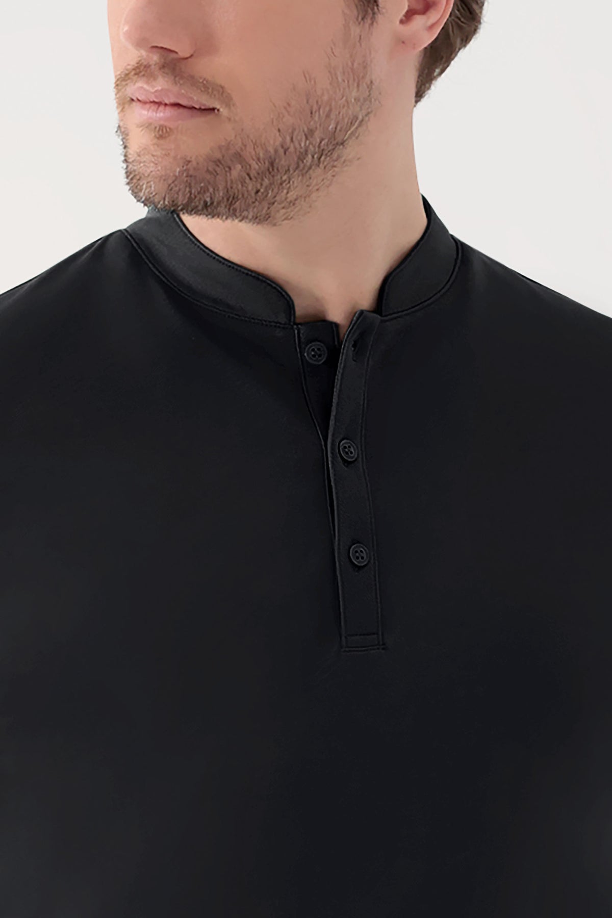 COMFY FLEX stretch shirt heren - opstaande kraag zwart