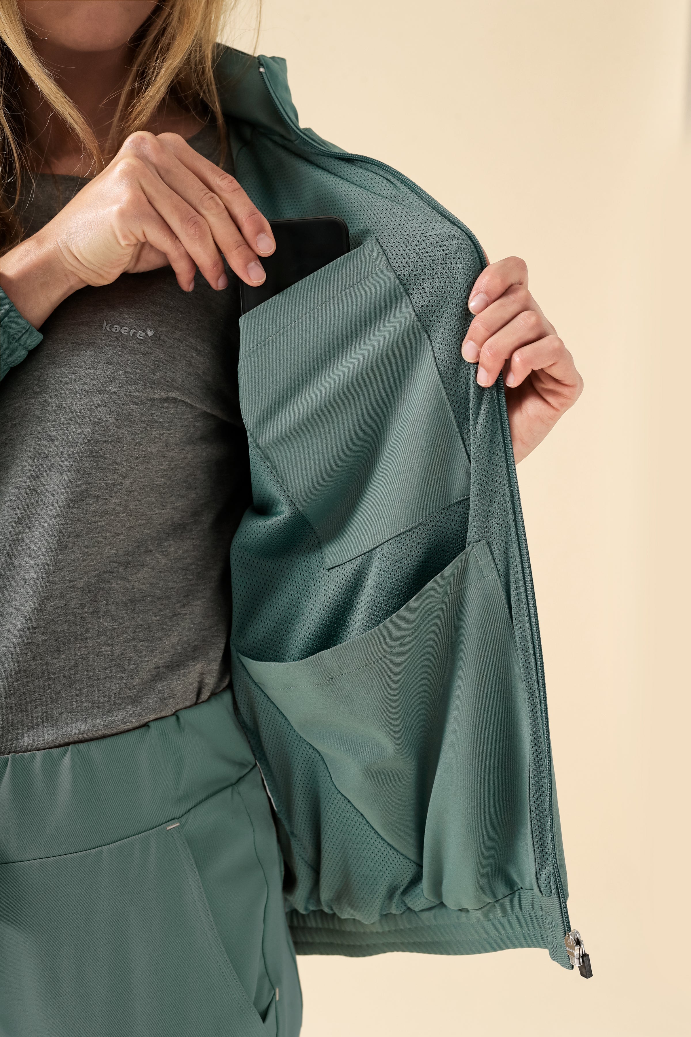 KAERE blouson dames - met elastische manchetten donkergroen