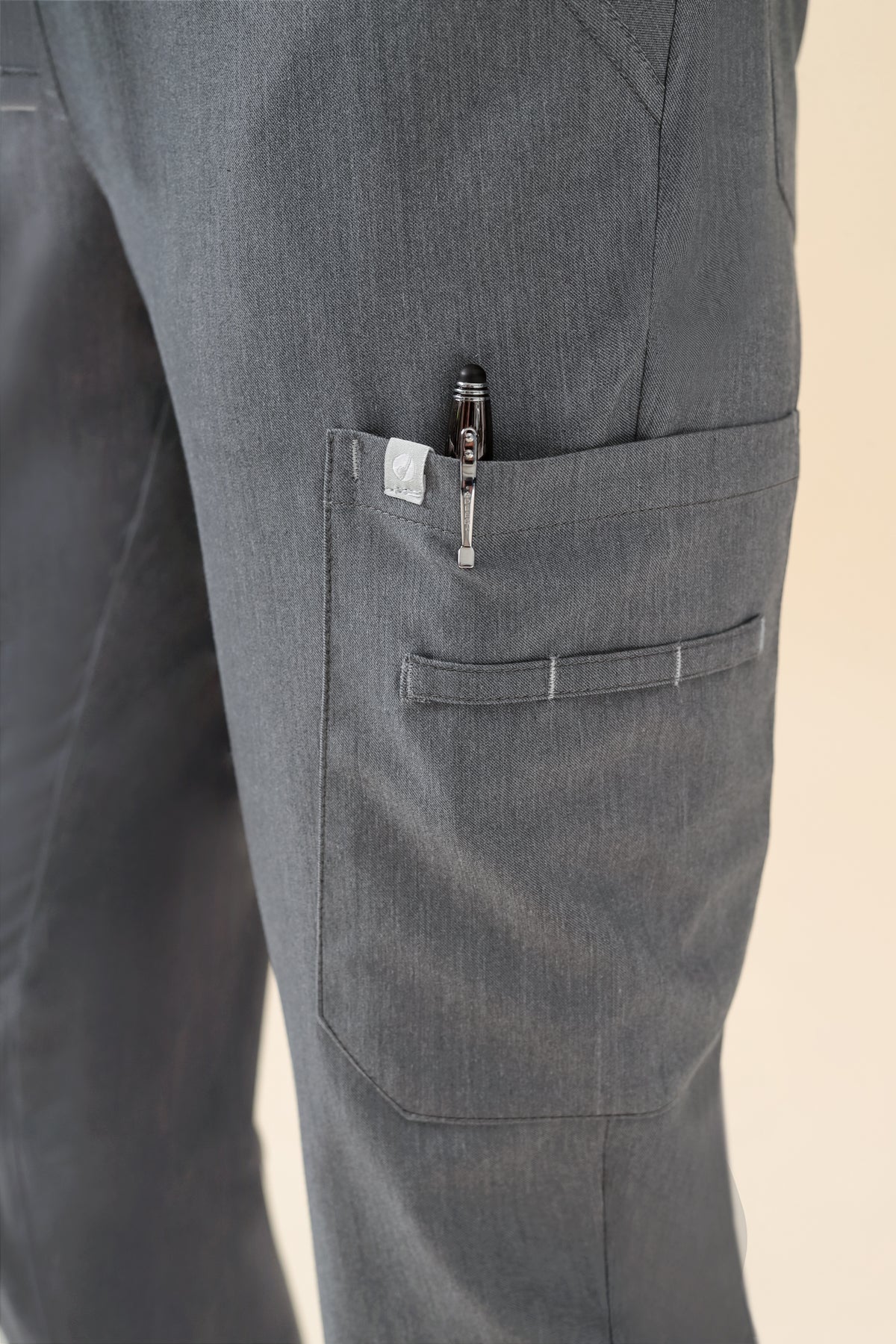 KAERE broek dames - zoom met elastische boord en beenzak grijs melange