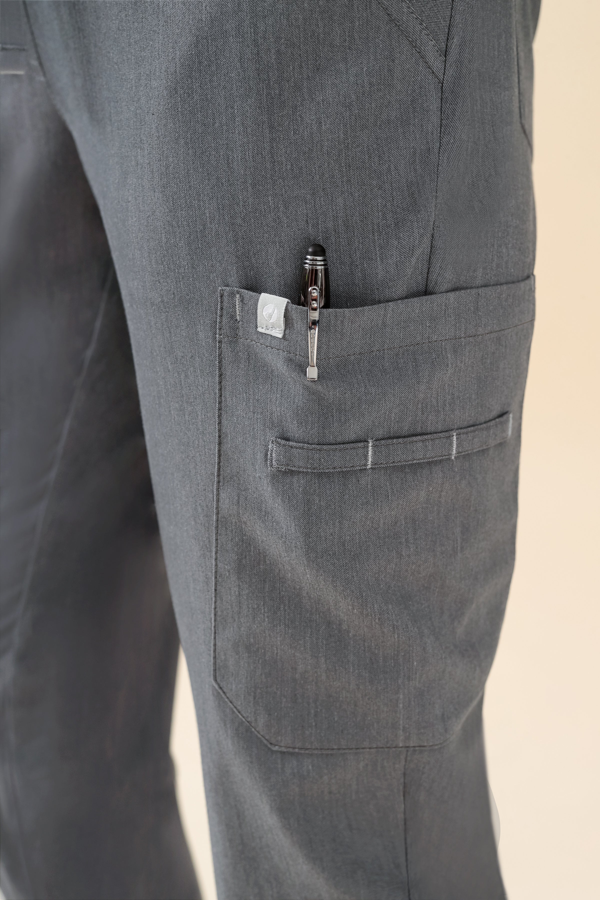 KAERE broek dames - zoom met elastische boord korte maat met beenzak grijs melange