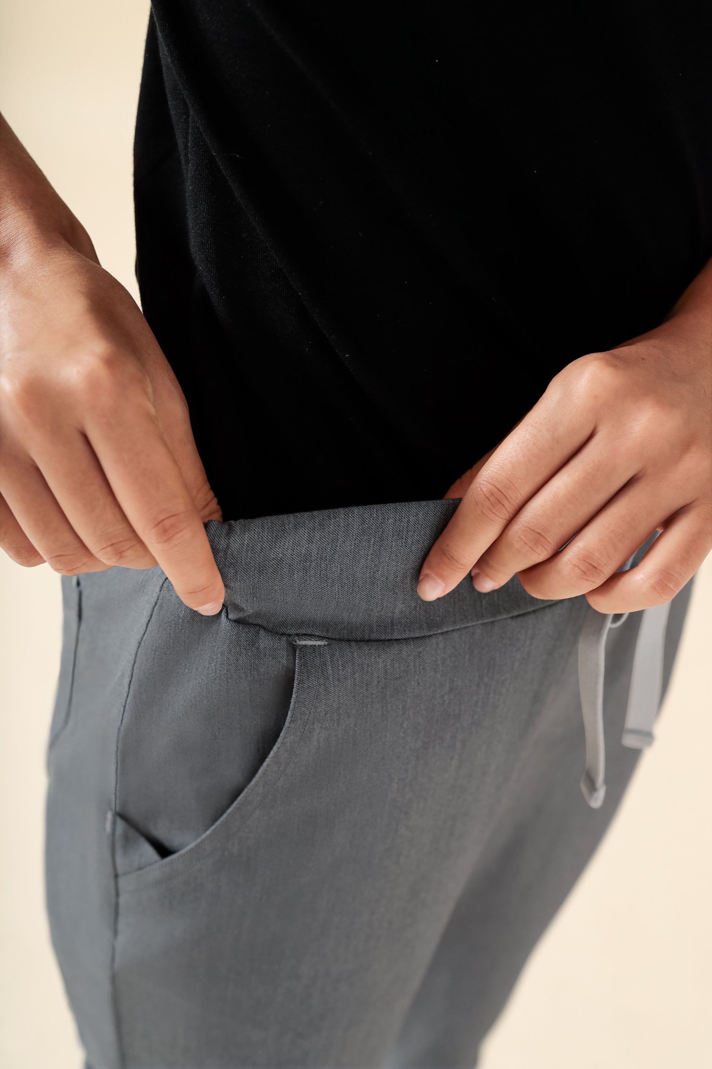 KAERE broek dames - zoom met elastische boord zonder beenzak grijs melange