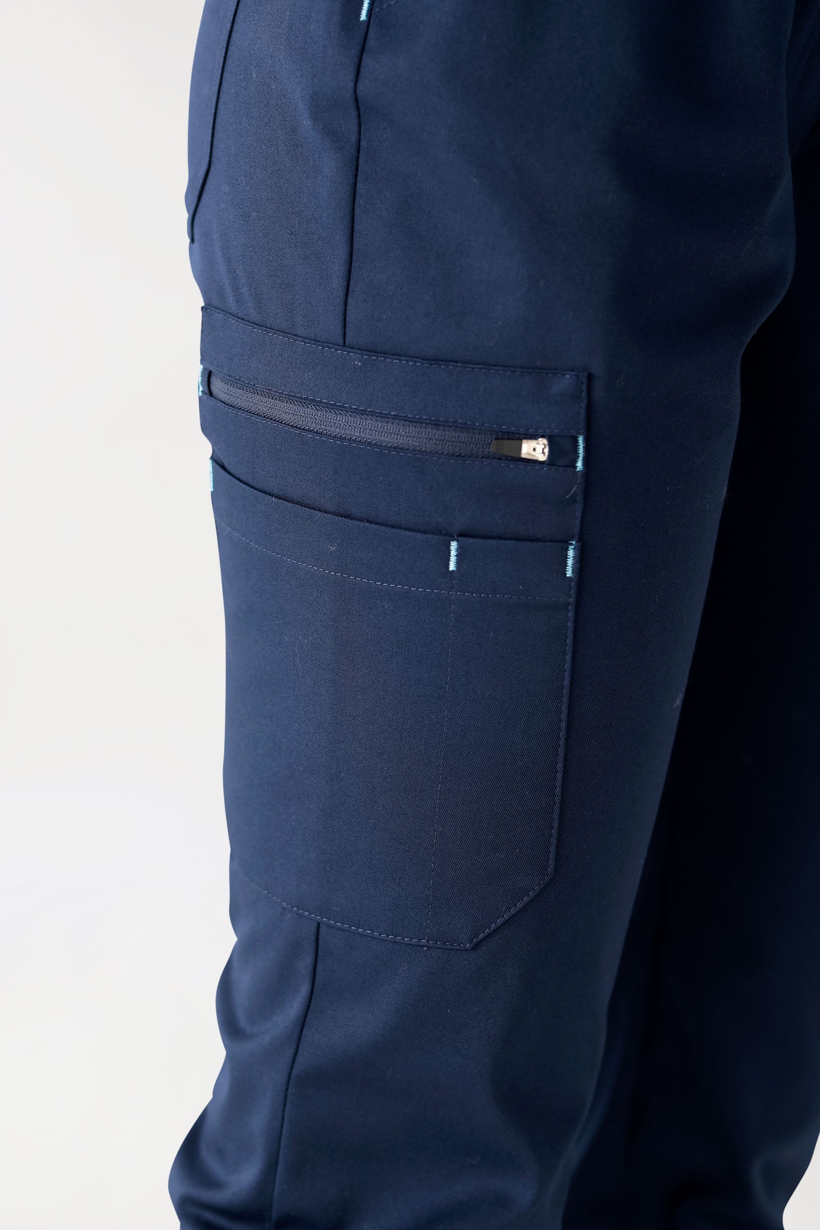 CLINIC STRETCH broek dames - gebreide tailleboord navy/hemelsblauw