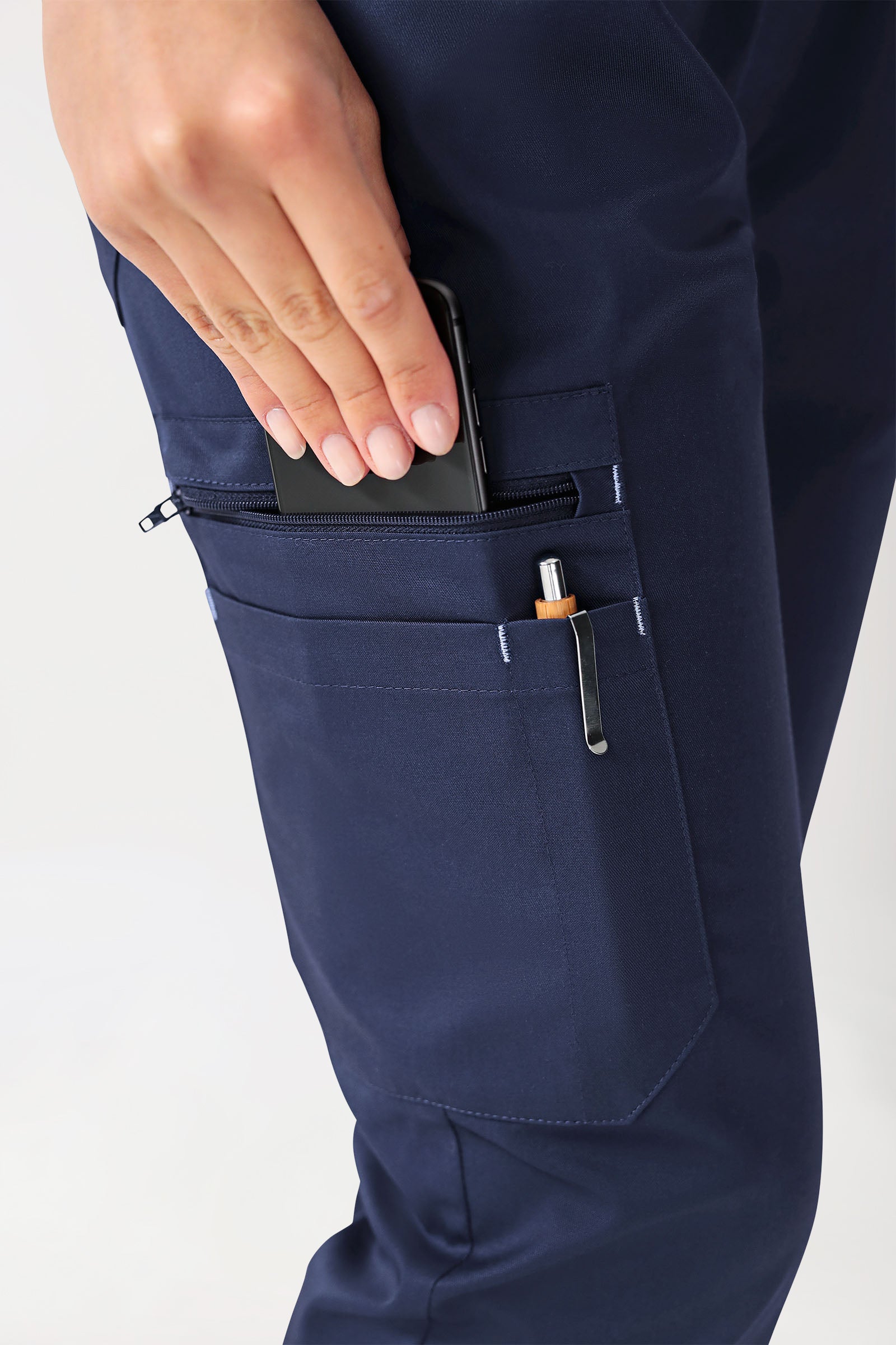 CLINIC STRETCH broek dames - korte maat navy/hemelsblauw