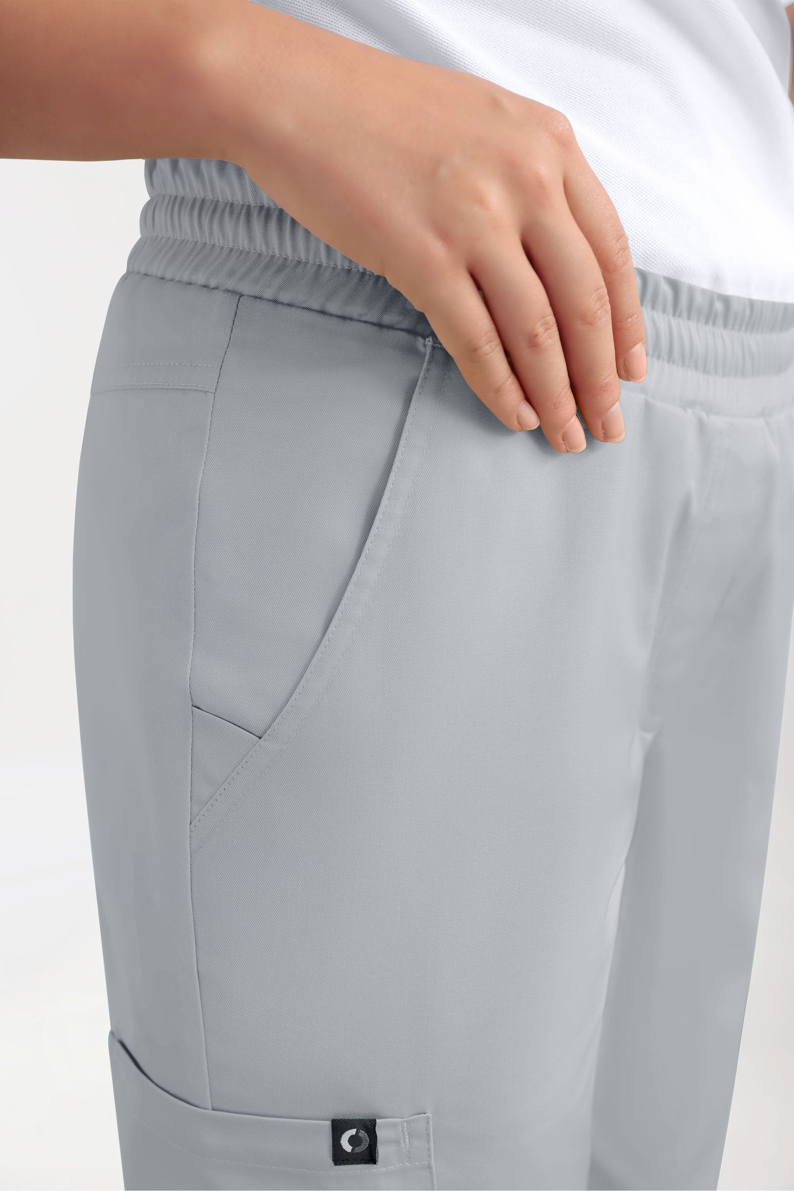 GREEN Stretch broek dames - joggingbroek style parelgrijs