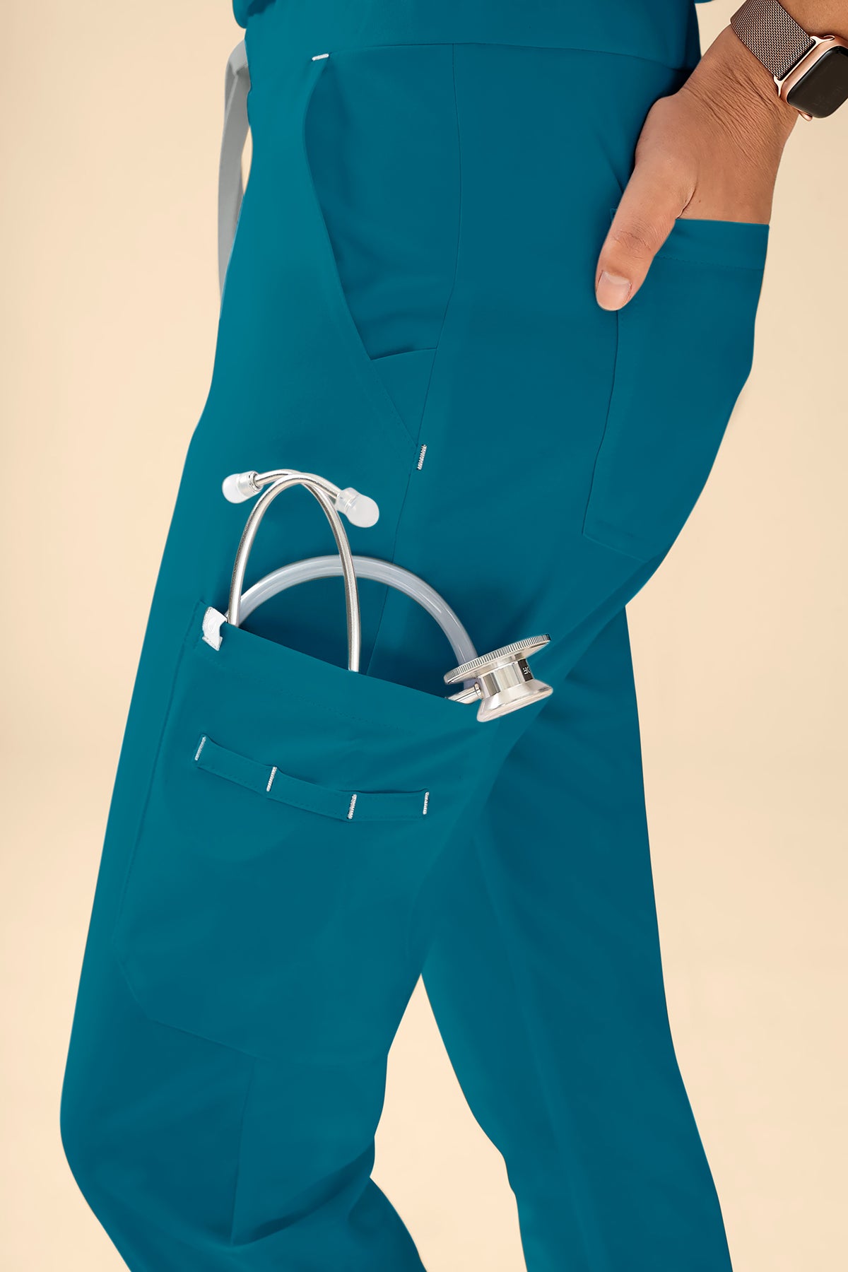KAERE broek dames - korte maat met beenzak petrol