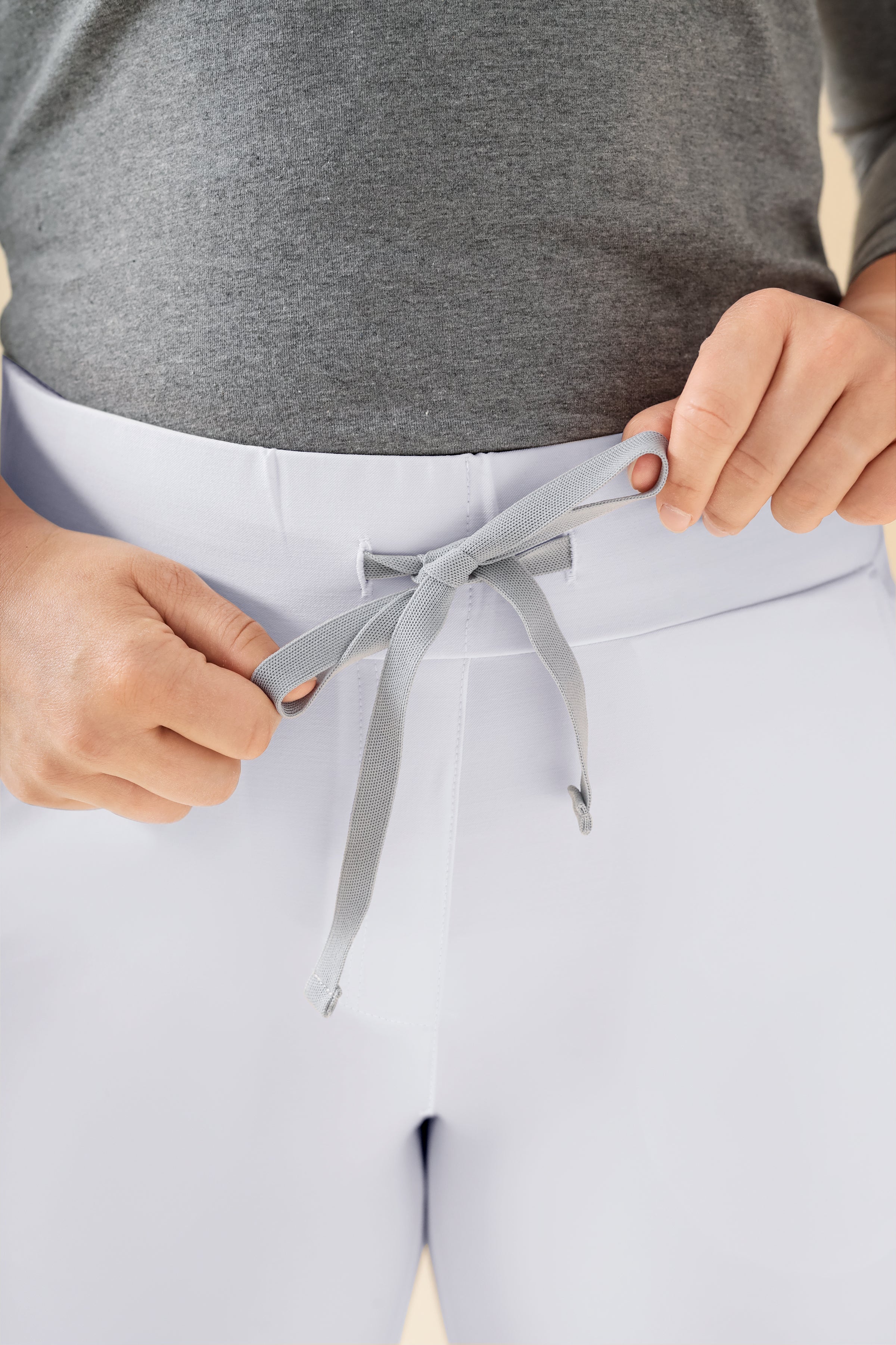 KAERE broek dames - zoom met elastische boord korte maat zonder beenzak wit
