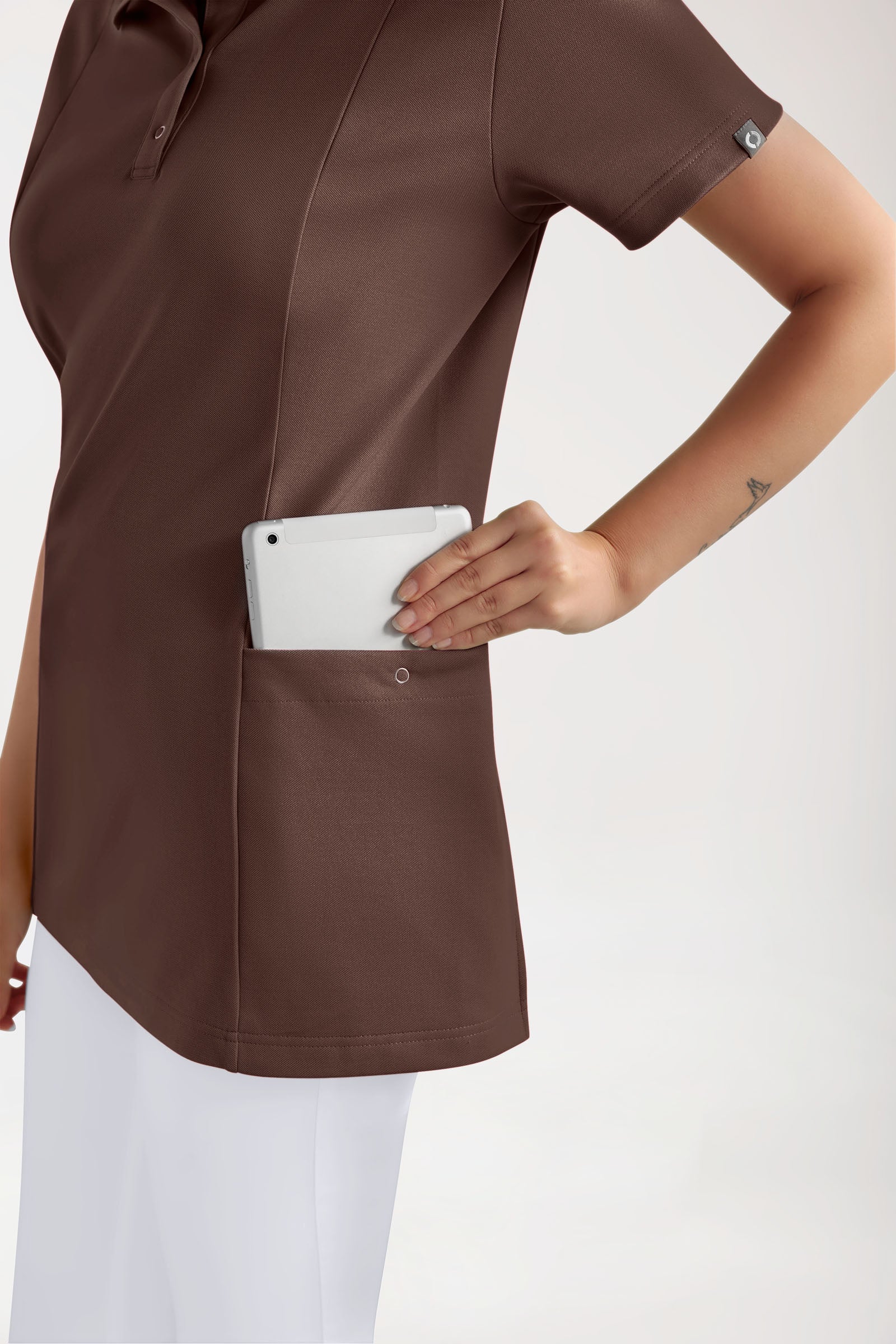 COMFY FLEX Stretch oversteektuniek dames - polokraag coffee