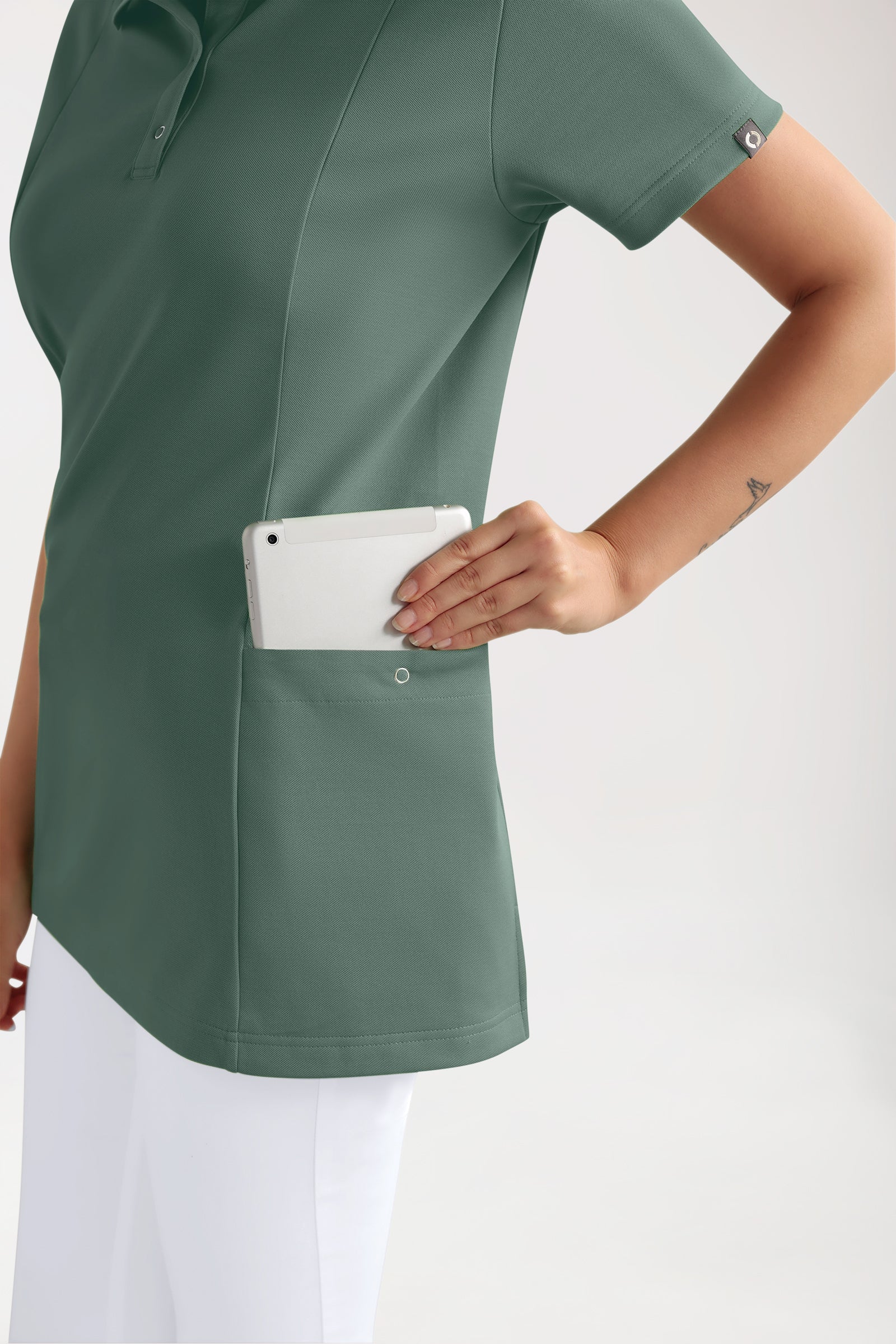 COMFY FLEX Stretch oversteektuniek dames - polokraag donkergroen