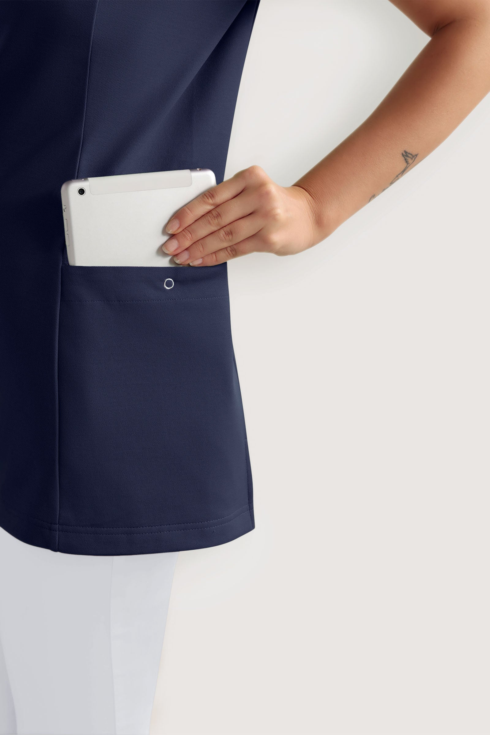 COMFY FLEX stretch oversteektuniek dames - hartvormige hals navy