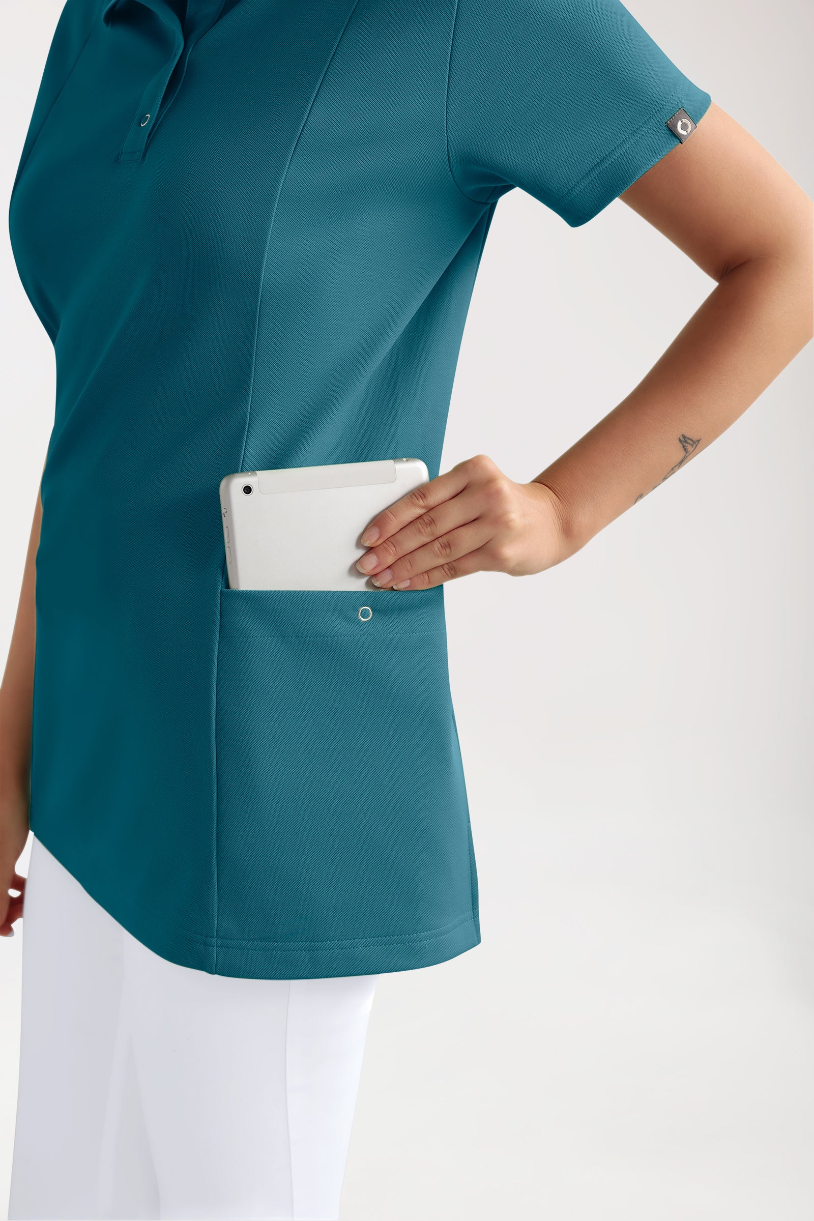 COMFY FLEX Stretch oversteektuniek dames - polokraag petrol