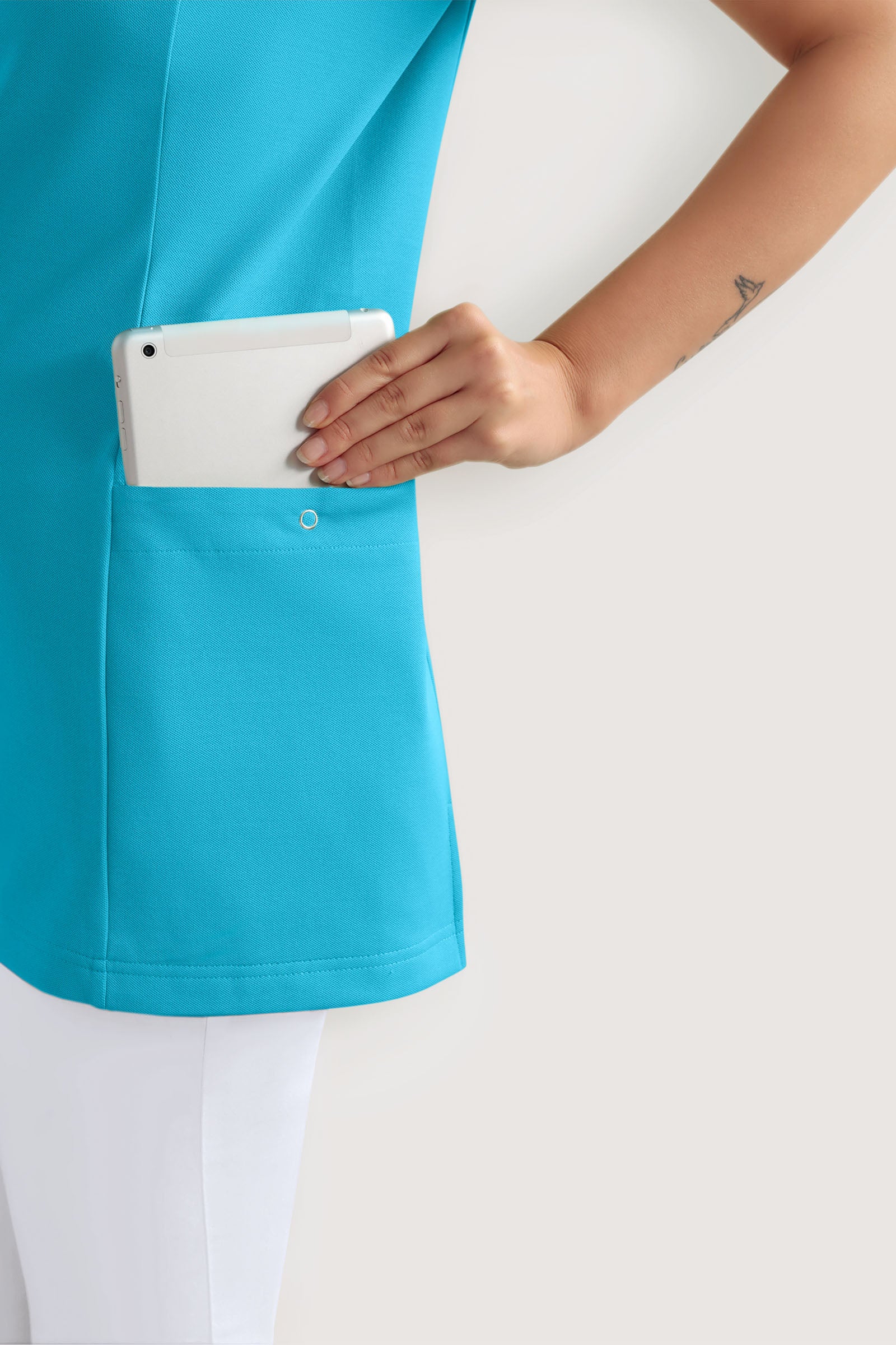 COMFY FLEX stretch oversteektuniek dames - hartvormige hals turquoise