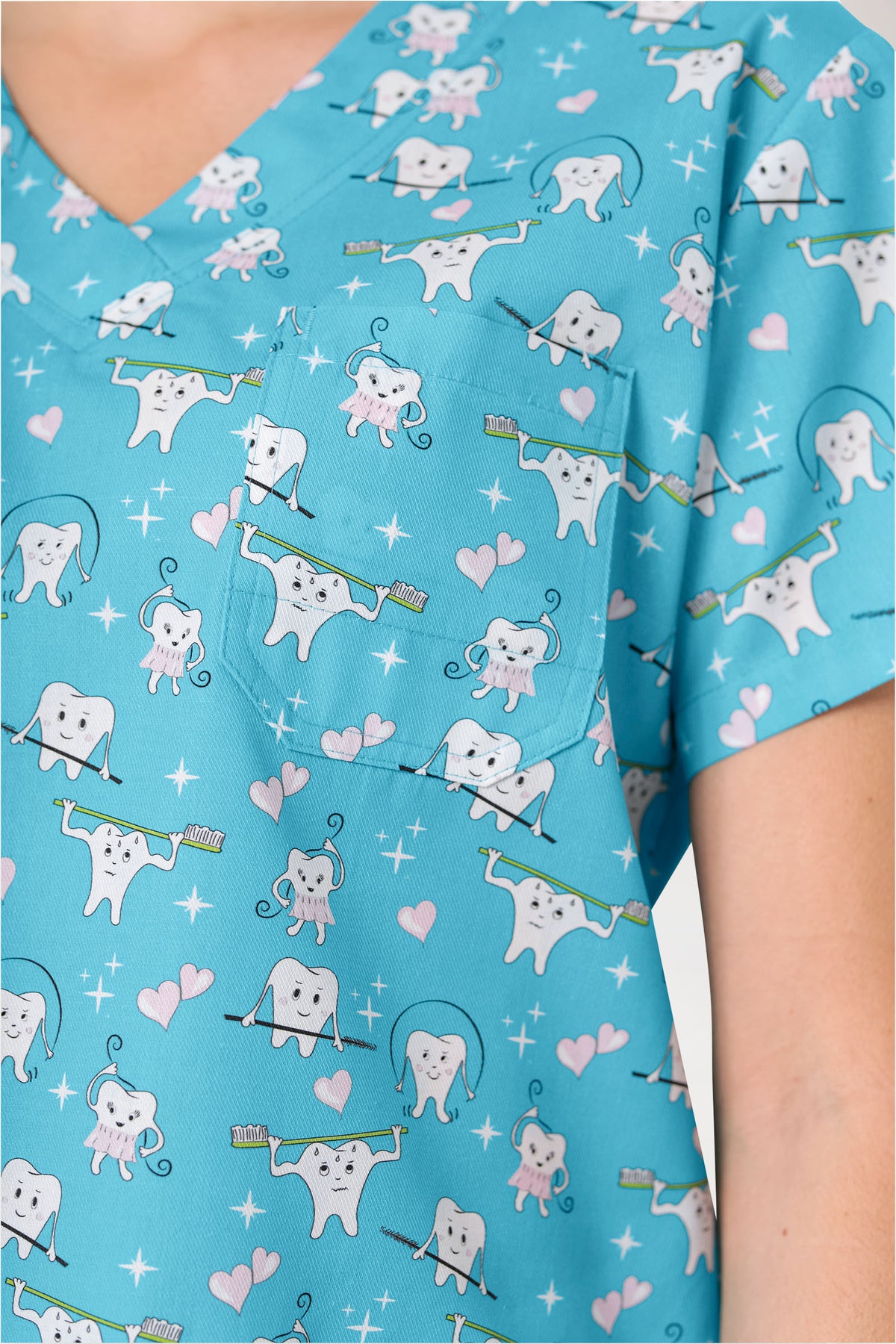 Lichte oversteektuniek - all-over print turquoise/wit/rose